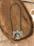 The Tahoka Thunderbird Necklace, 11-Necklaces-Calli Co., Turquoise and Silver Jewelry, Native American Handmade, Zuni Tribe, Navajo Tribe, Brock Texas
