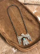 The Tahoka Thunderbird Necklace, 12-Necklaces-Calli Co., Turquoise and Silver Jewelry, Native American Handmade, Zuni Tribe, Navajo Tribe, Brock Texas