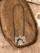 The Tahoka Thunderbird Necklace, 12-Necklaces-Calli Co., Turquoise and Silver Jewelry, Native American Handmade, Zuni Tribe, Navajo Tribe, Brock Texas