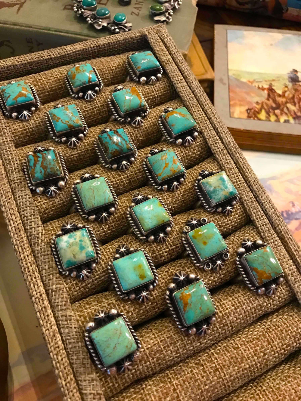 The Windom Adjustable Turquoise Rings-Rings-Calli Co., Turquoise and Silver Jewelry, Native American Handmade, Zuni Tribe, Navajo Tribe, Brock Texas