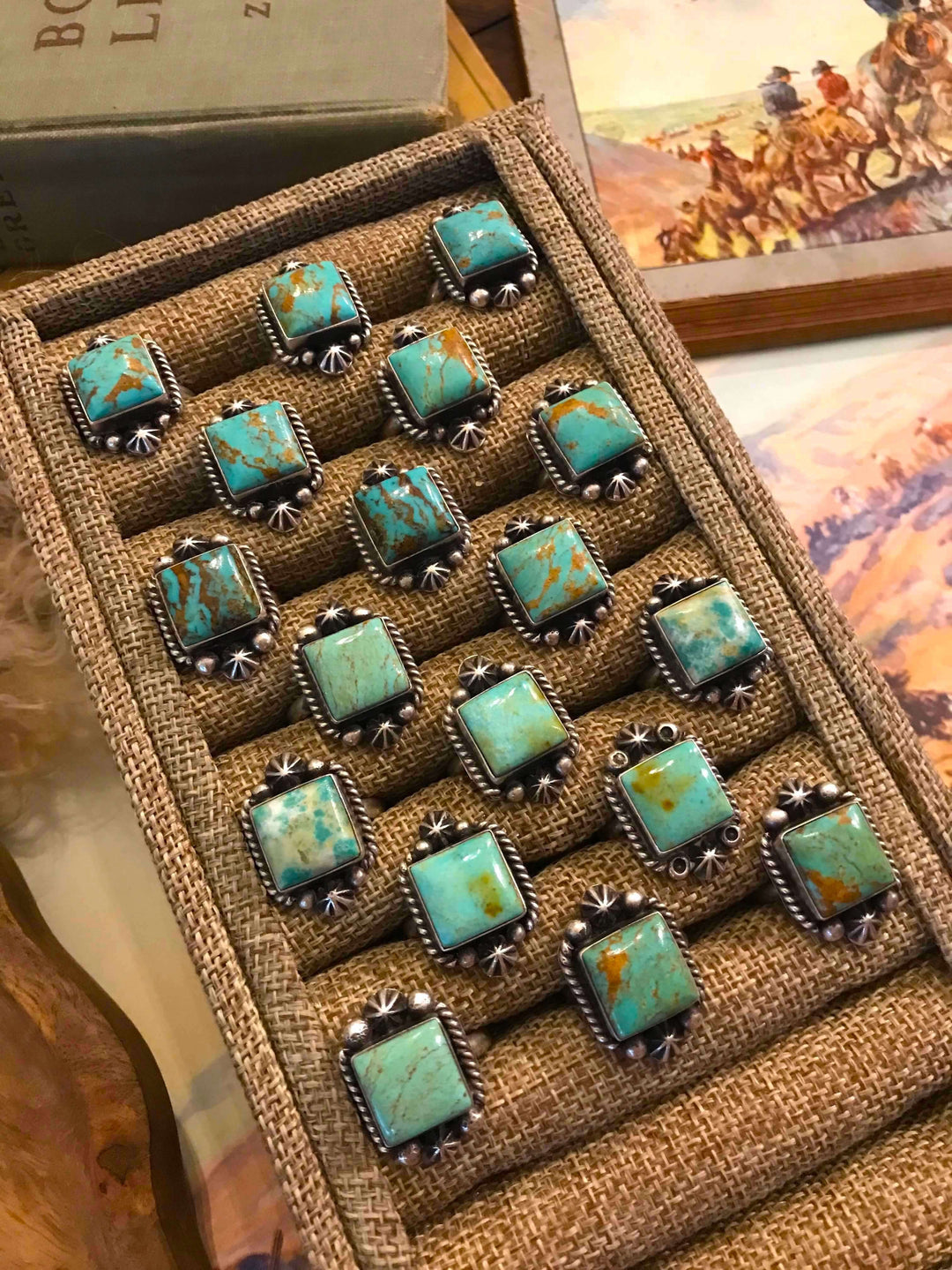 The Windom Adjustable Turquoise Rings-Rings-Calli Co., Turquoise and Silver Jewelry, Native American Handmade, Zuni Tribe, Navajo Tribe, Brock Texas