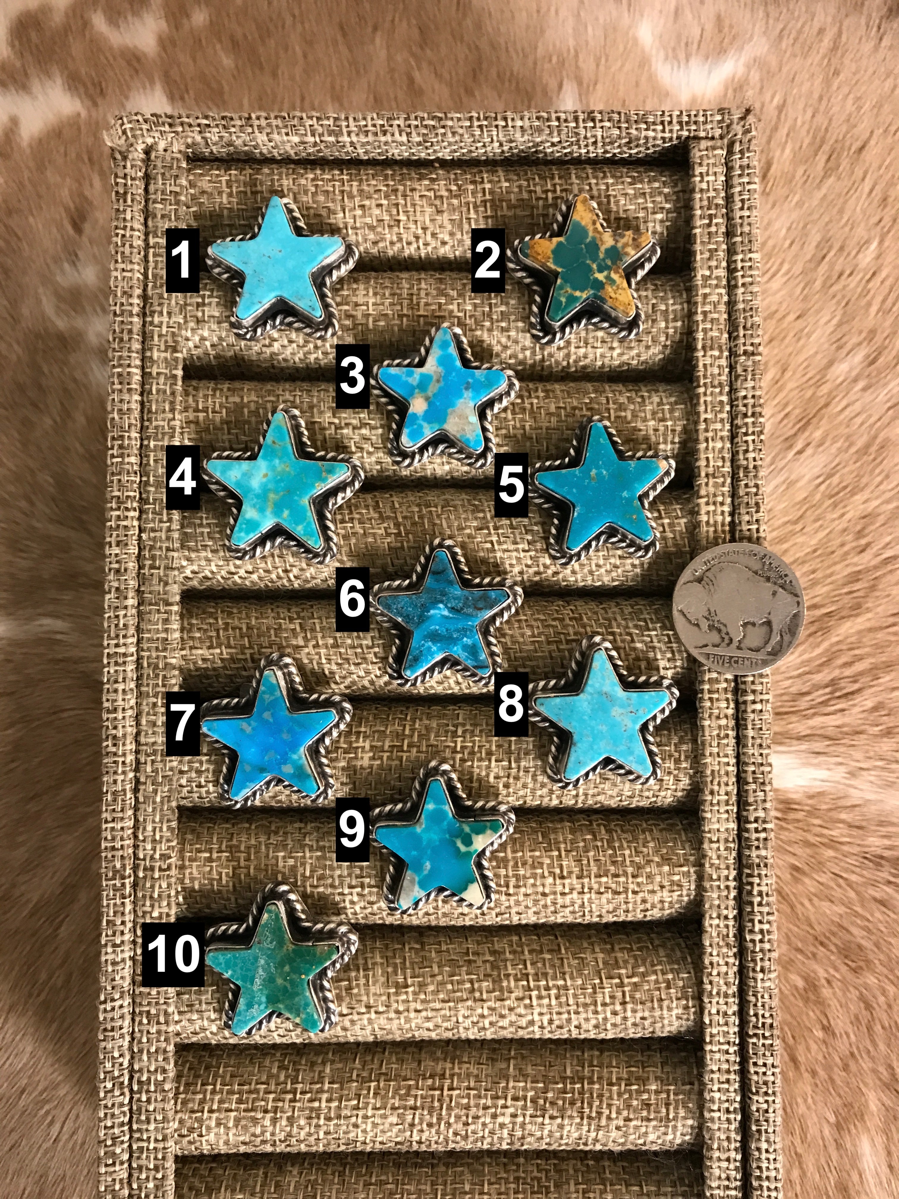 The Star Adjustable Turquoise Rings-Rings-Calli Co., Turquoise and Silver Jewelry, Native American Handmade, Zuni Tribe, Navajo Tribe, Brock Texas