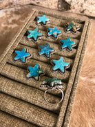 The Star Adjustable Turquoise Rings-Rings-Calli Co., Turquoise and Silver Jewelry, Native American Handmade, Zuni Tribe, Navajo Tribe, Brock Texas