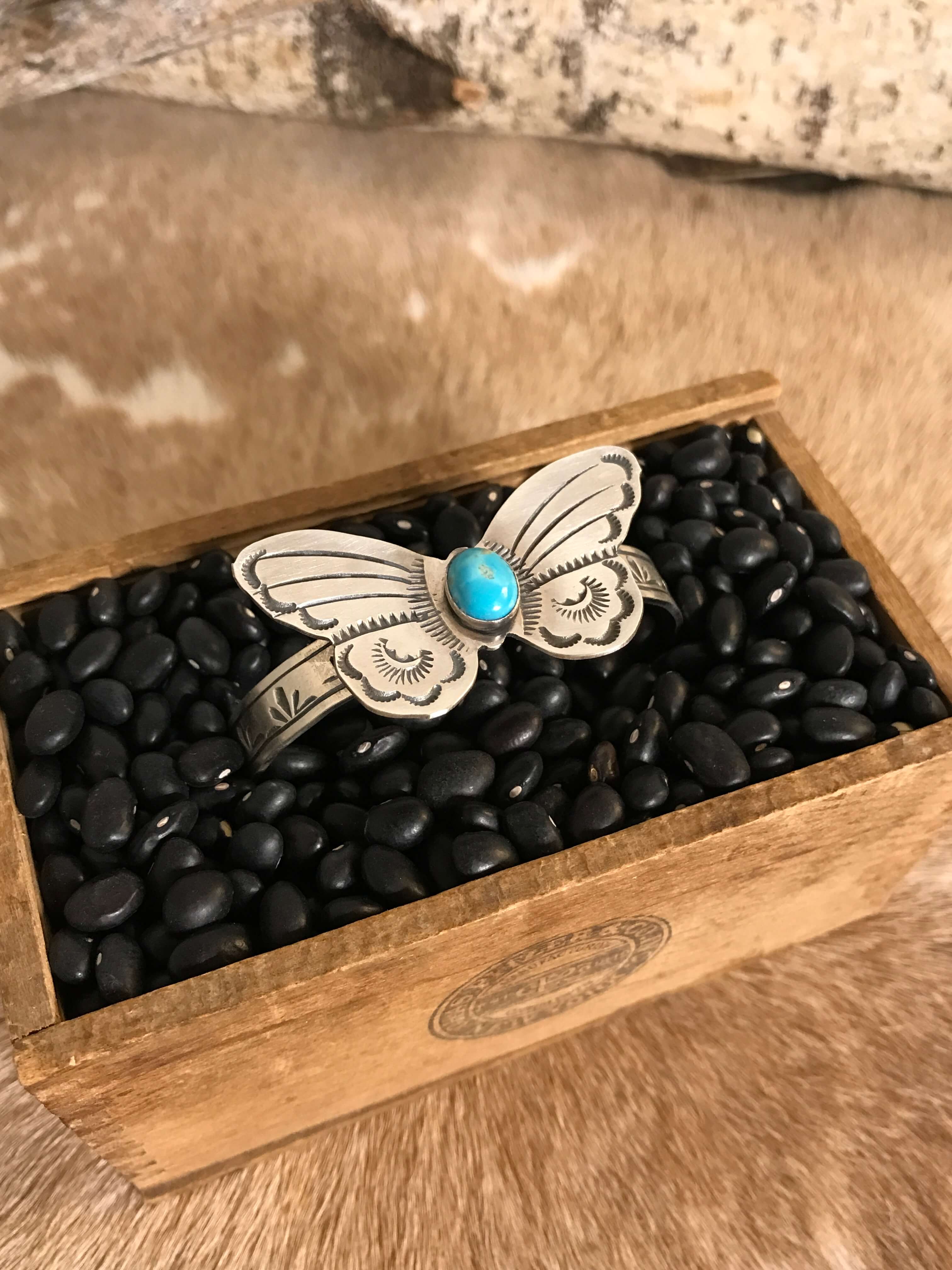 The Turquoise Butterfly Cuff, 4-Bracelets & Cuffs-Calli Co., Turquoise and Silver Jewelry, Native American Handmade, Zuni Tribe, Navajo Tribe, Brock Texas