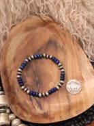 The Tenaha Stretch Bracelet in Lapis-Bracelets & Cuffs-Calli Co., Turquoise and Silver Jewelry, Native American Handmade, Zuni Tribe, Navajo Tribe, Brock Texas