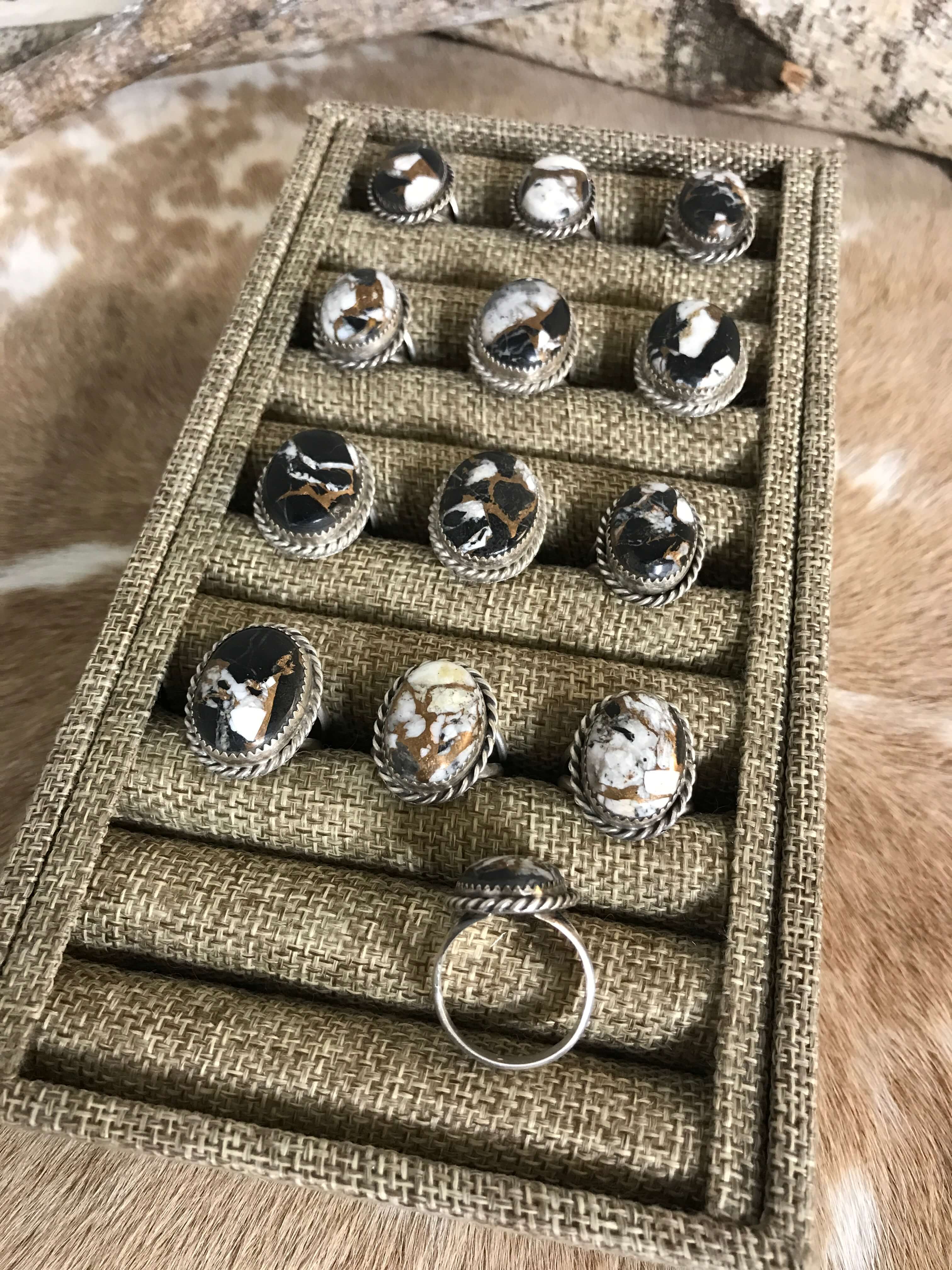 The Tecopa Rings-Rings-Calli Co., Turquoise and Silver Jewelry, Native American Handmade, Zuni Tribe, Navajo Tribe, Brock Texas
