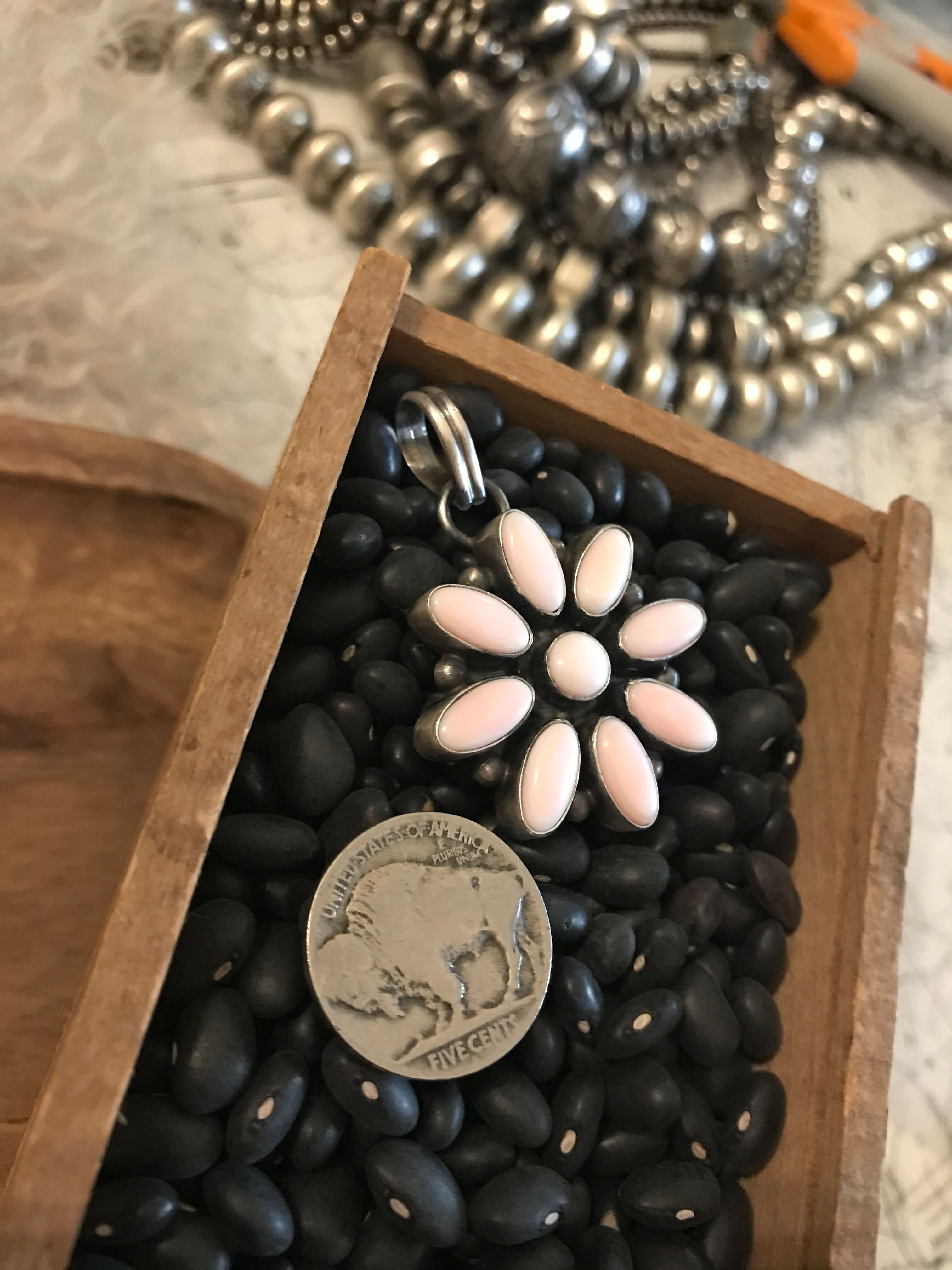 The Pink Conch Flower Pendant-Pendants-Calli Co., Turquoise and Silver Jewelry, Native American Handmade, Zuni Tribe, Navajo Tribe, Brock Texas