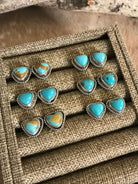 The Paonia Heart Studs-Earrings-Calli Co., Turquoise and Silver Jewelry, Native American Handmade, Zuni Tribe, Navajo Tribe, Brock Texas