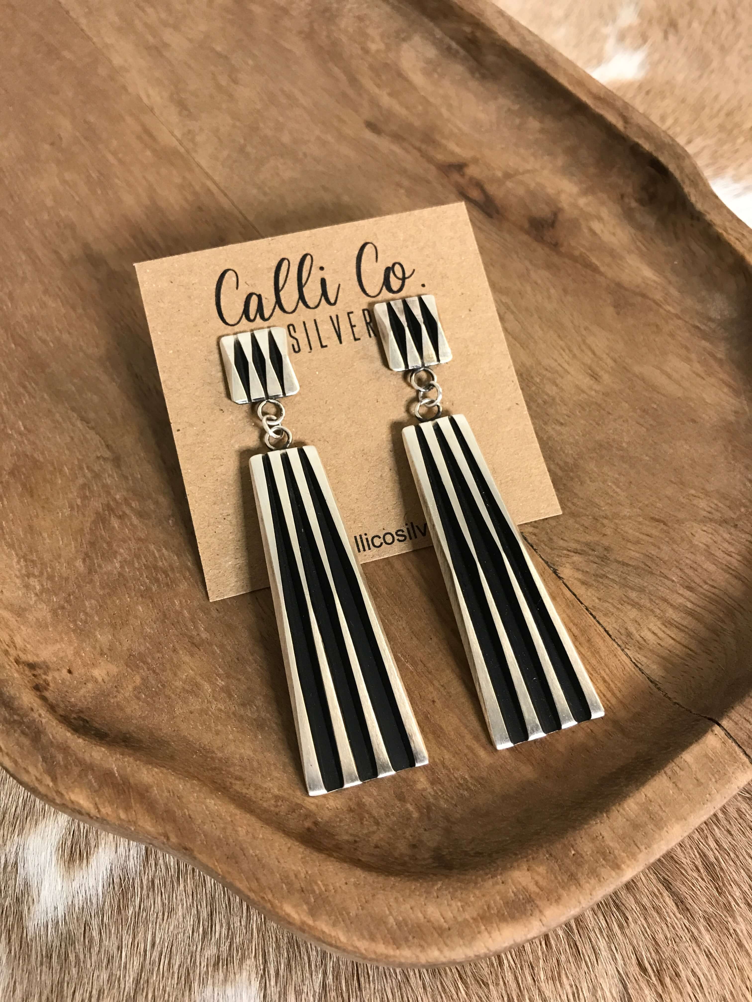 The Nazlini Earrings-Earrings-Calli Co., Turquoise and Silver Jewelry, Native American Handmade, Zuni Tribe, Navajo Tribe, Brock Texas