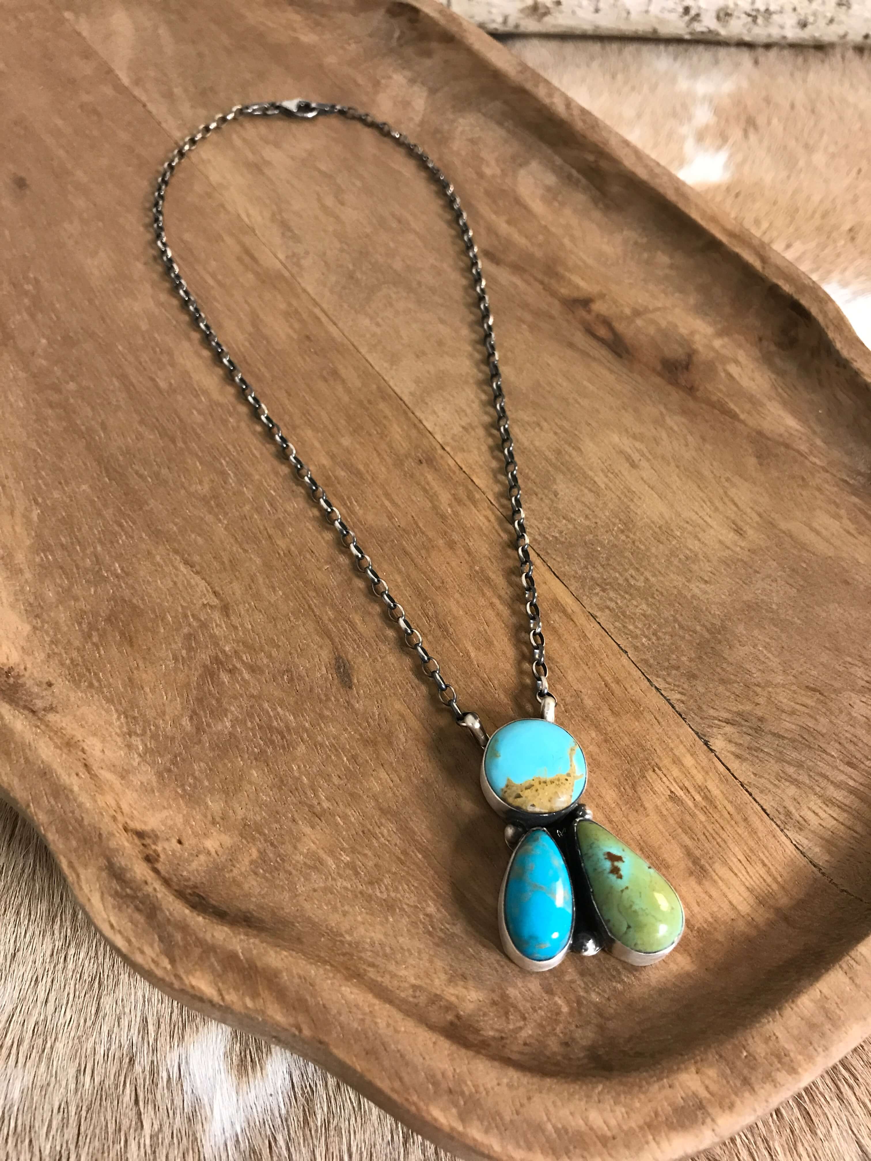 The Tempe Necklace, 16-Necklaces-Calli Co., Turquoise and Silver Jewelry, Native American Handmade, Zuni Tribe, Navajo Tribe, Brock Texas
