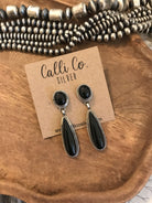 The Billings Onyx Earrings-Earrings-Calli Co., Turquoise and Silver Jewelry, Native American Handmade, Zuni Tribe, Navajo Tribe, Brock Texas