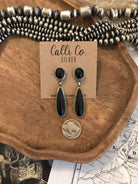 The Billings Onyx Earrings-Earrings-Calli Co., Turquoise and Silver Jewelry, Native American Handmade, Zuni Tribe, Navajo Tribe, Brock Texas