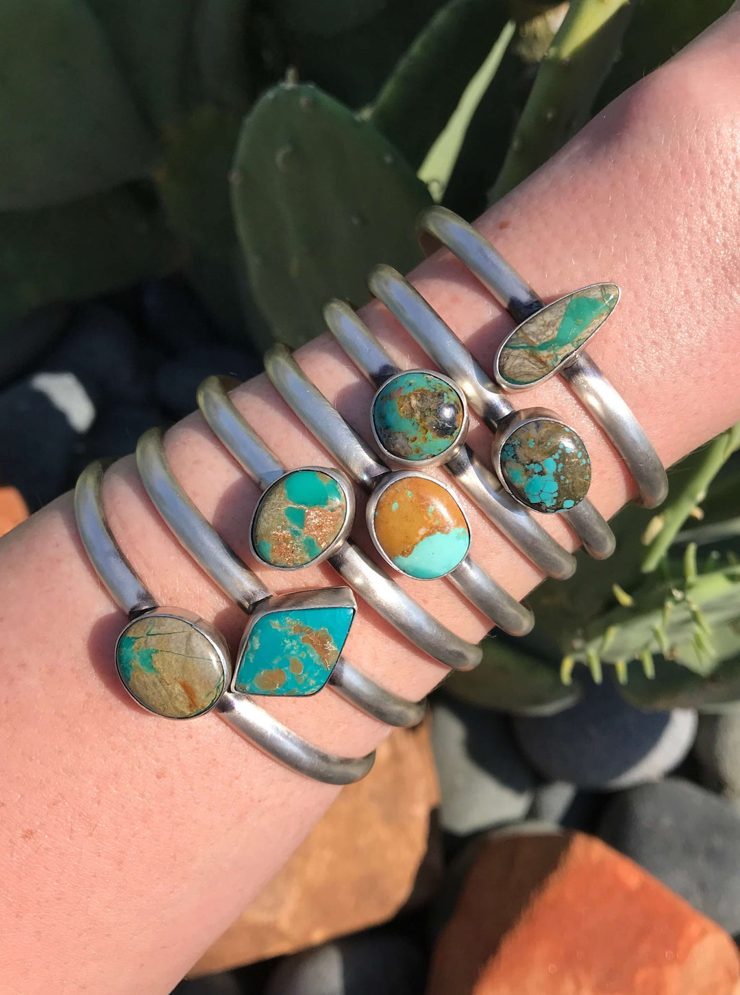 The Madalyn Cuffs-Bracelets & Cuffs-Calli Co., Turquoise and Silver Jewelry, Native American Handmade, Zuni Tribe, Navajo Tribe, Brock Texas