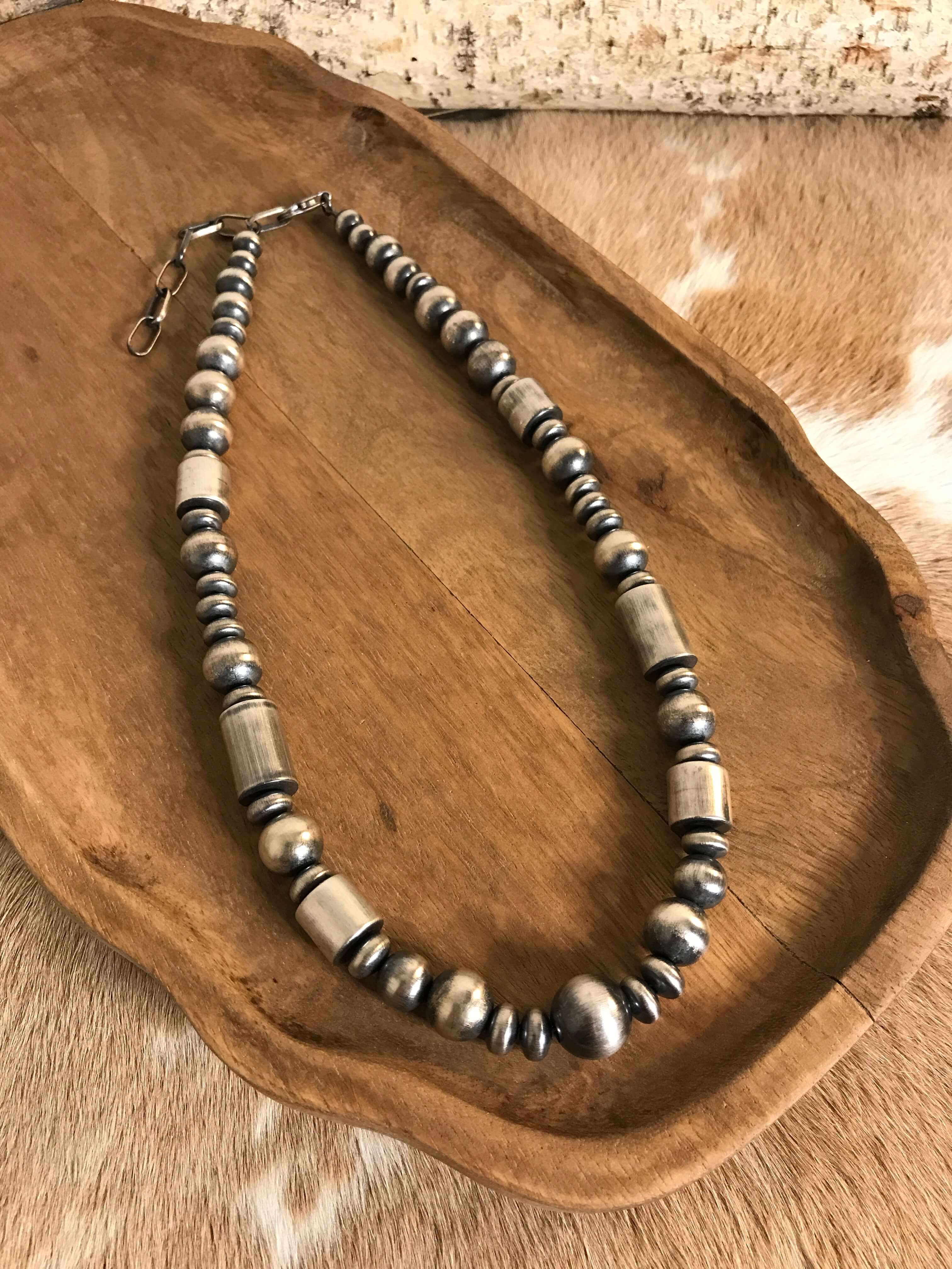 The Picabo Navajo Pearl Necklace-Necklaces-Calli Co., Turquoise and Silver Jewelry, Native American Handmade, Zuni Tribe, Navajo Tribe, Brock Texas
