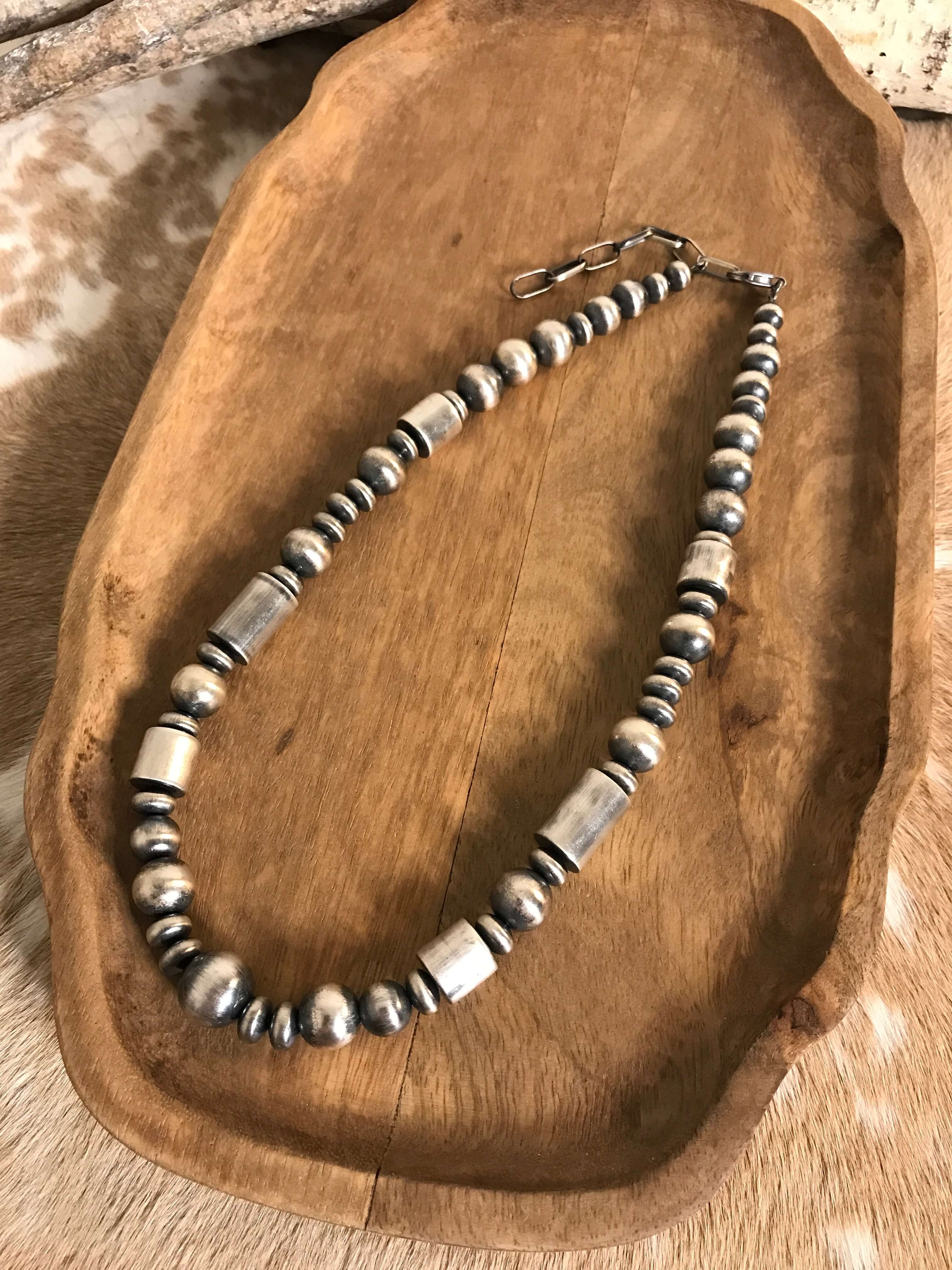 The Picabo Navajo Pearl Necklace-Necklaces-Calli Co., Turquoise and Silver Jewelry, Native American Handmade, Zuni Tribe, Navajo Tribe, Brock Texas