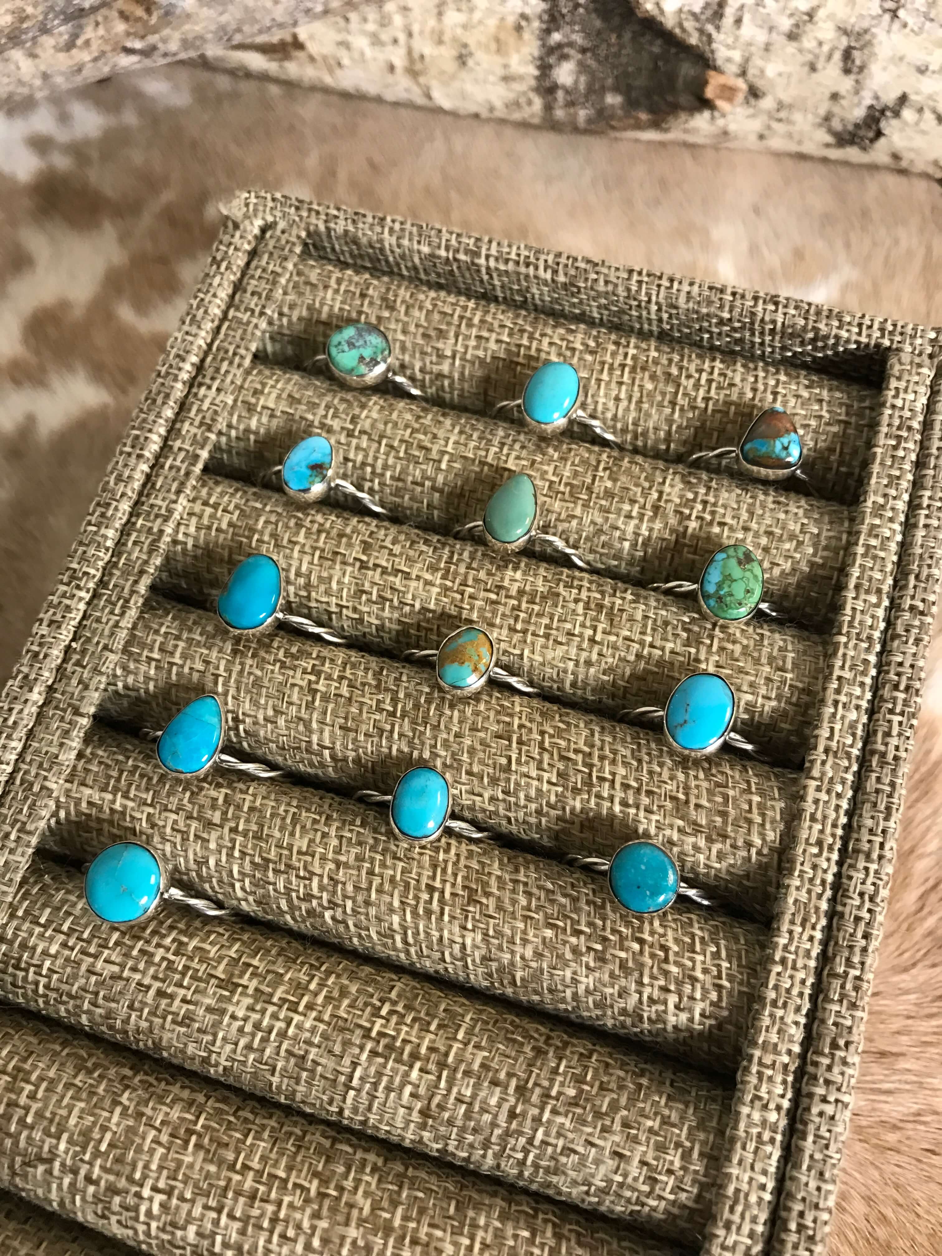 The Willowcreek Turquoise Rings-Rings-Calli Co., Turquoise and Silver Jewelry, Native American Handmade, Zuni Tribe, Navajo Tribe, Brock Texas