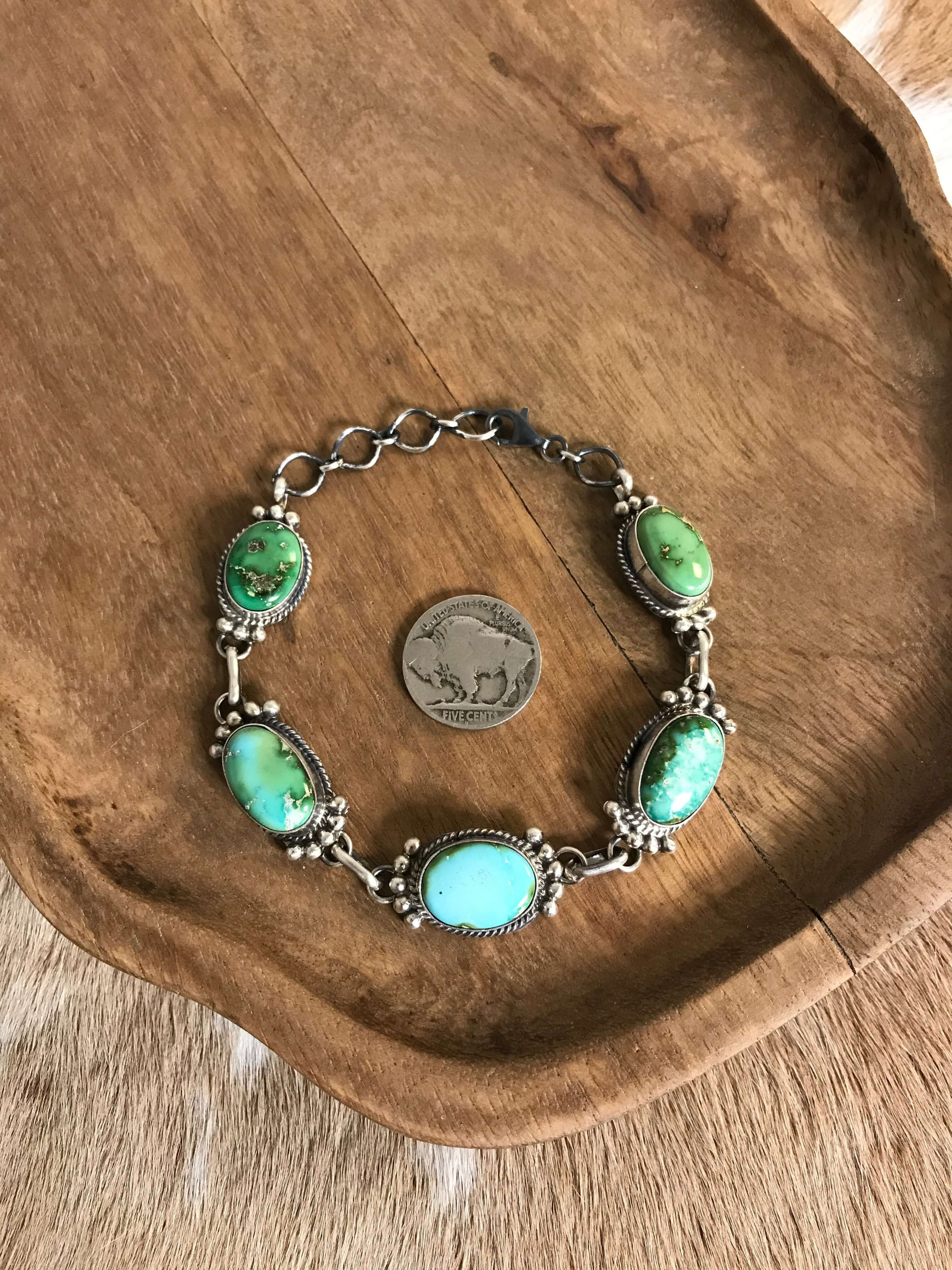 The Norland Link Bracelet, 1-Bracelets & Cuffs-Calli Co., Turquoise and Silver Jewelry, Native American Handmade, Zuni Tribe, Navajo Tribe, Brock Texas