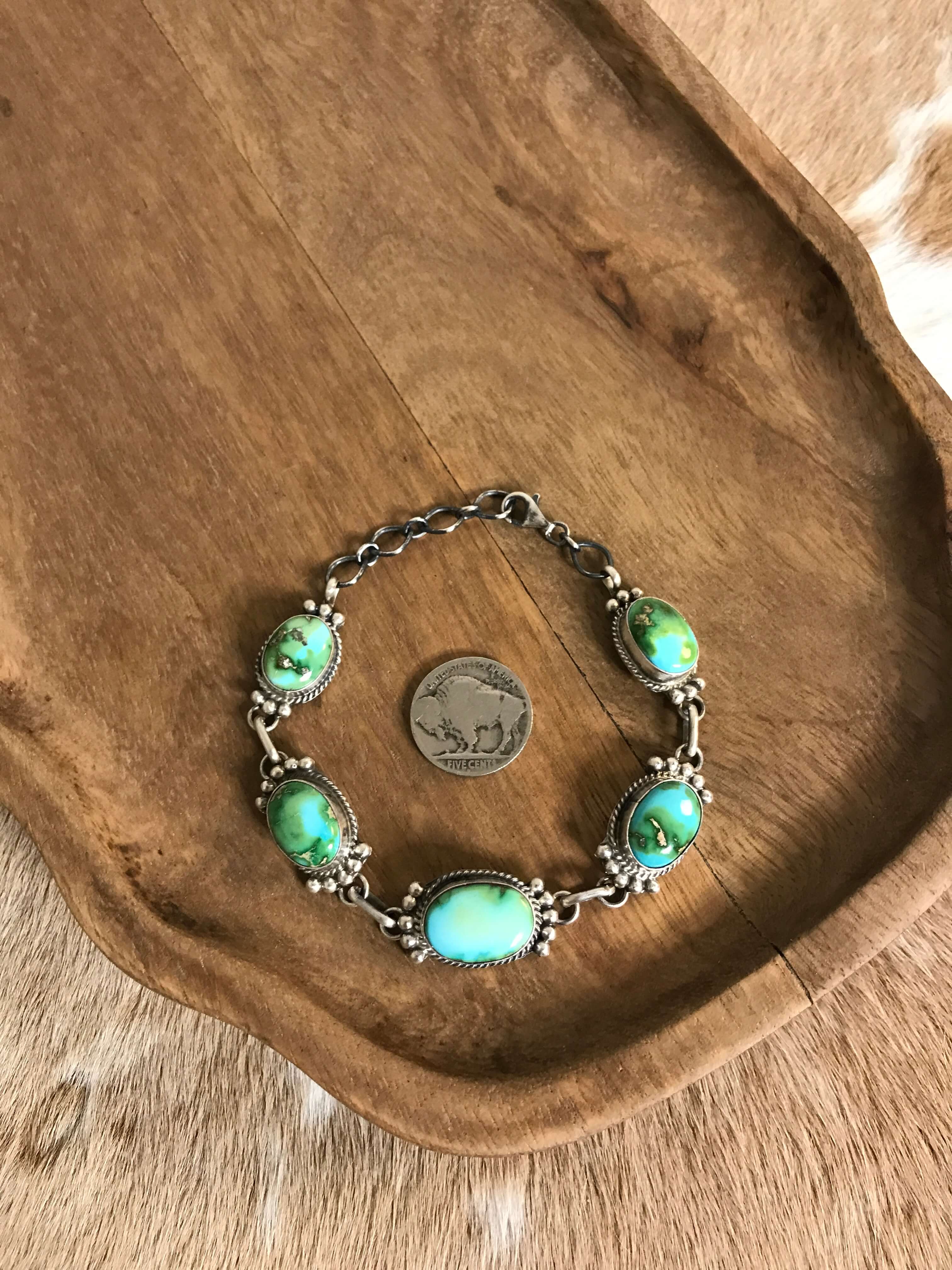 The Norland Link Bracelet, 2-Bracelets & Cuffs-Calli Co., Turquoise and Silver Jewelry, Native American Handmade, Zuni Tribe, Navajo Tribe, Brock Texas