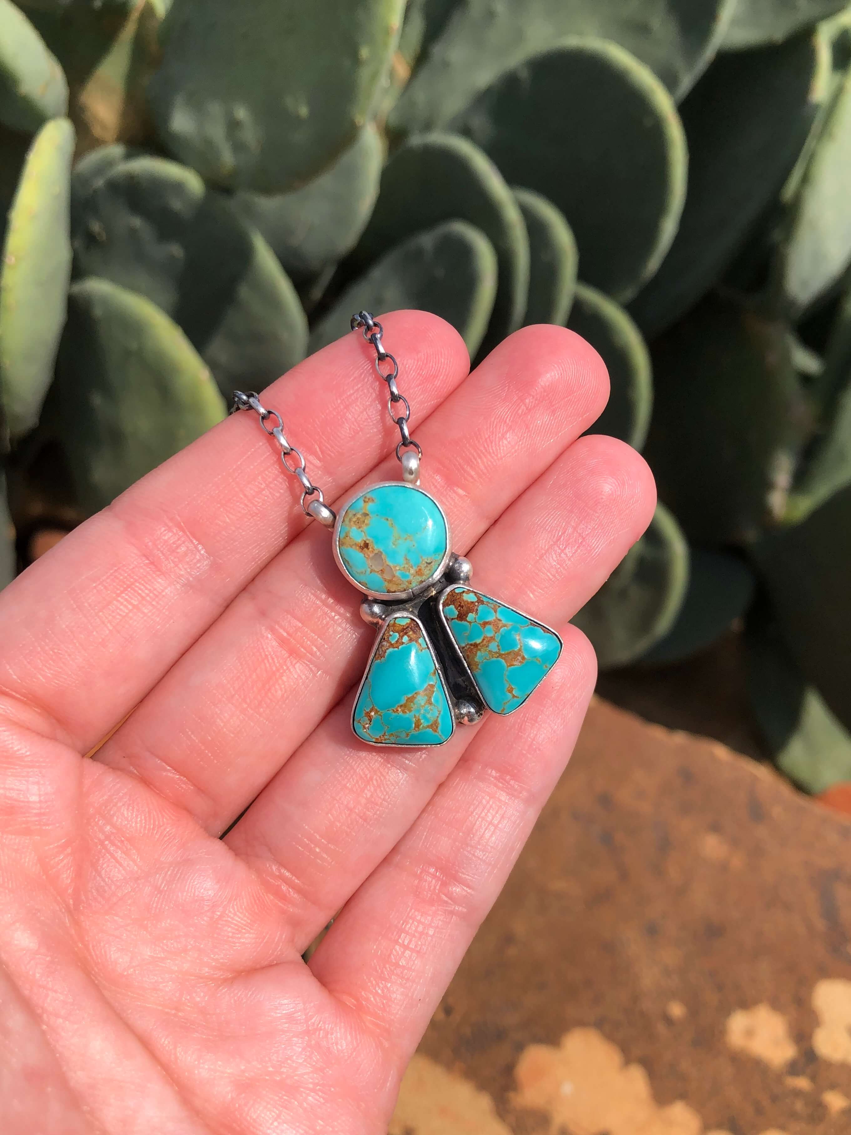 The Tempe Necklace, 12-Necklaces-Calli Co., Turquoise and Silver Jewelry, Native American Handmade, Zuni Tribe, Navajo Tribe, Brock Texas