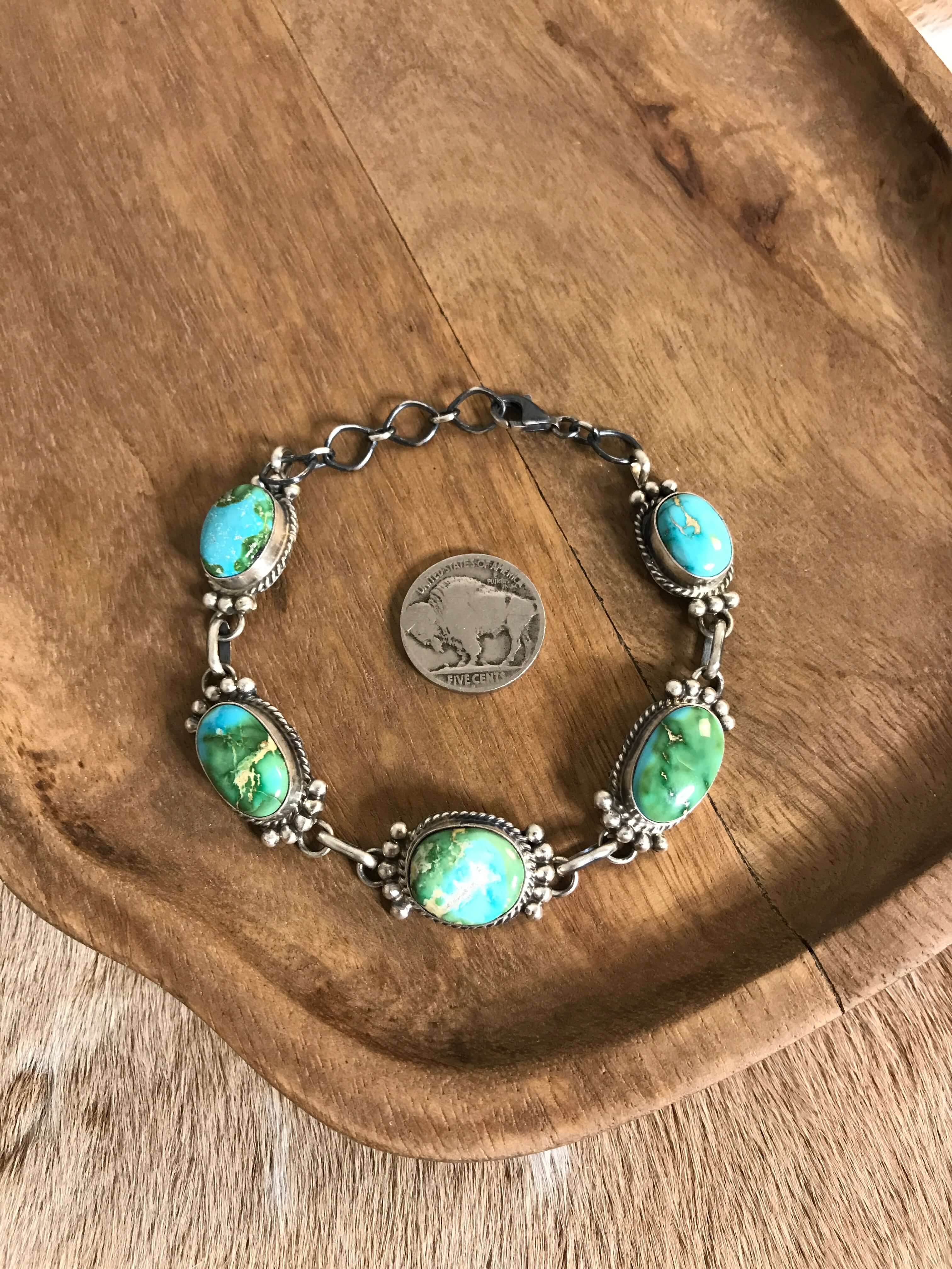 The Norland Link Bracelet, 4-Bracelets & Cuffs-Calli Co., Turquoise and Silver Jewelry, Native American Handmade, Zuni Tribe, Navajo Tribe, Brock Texas