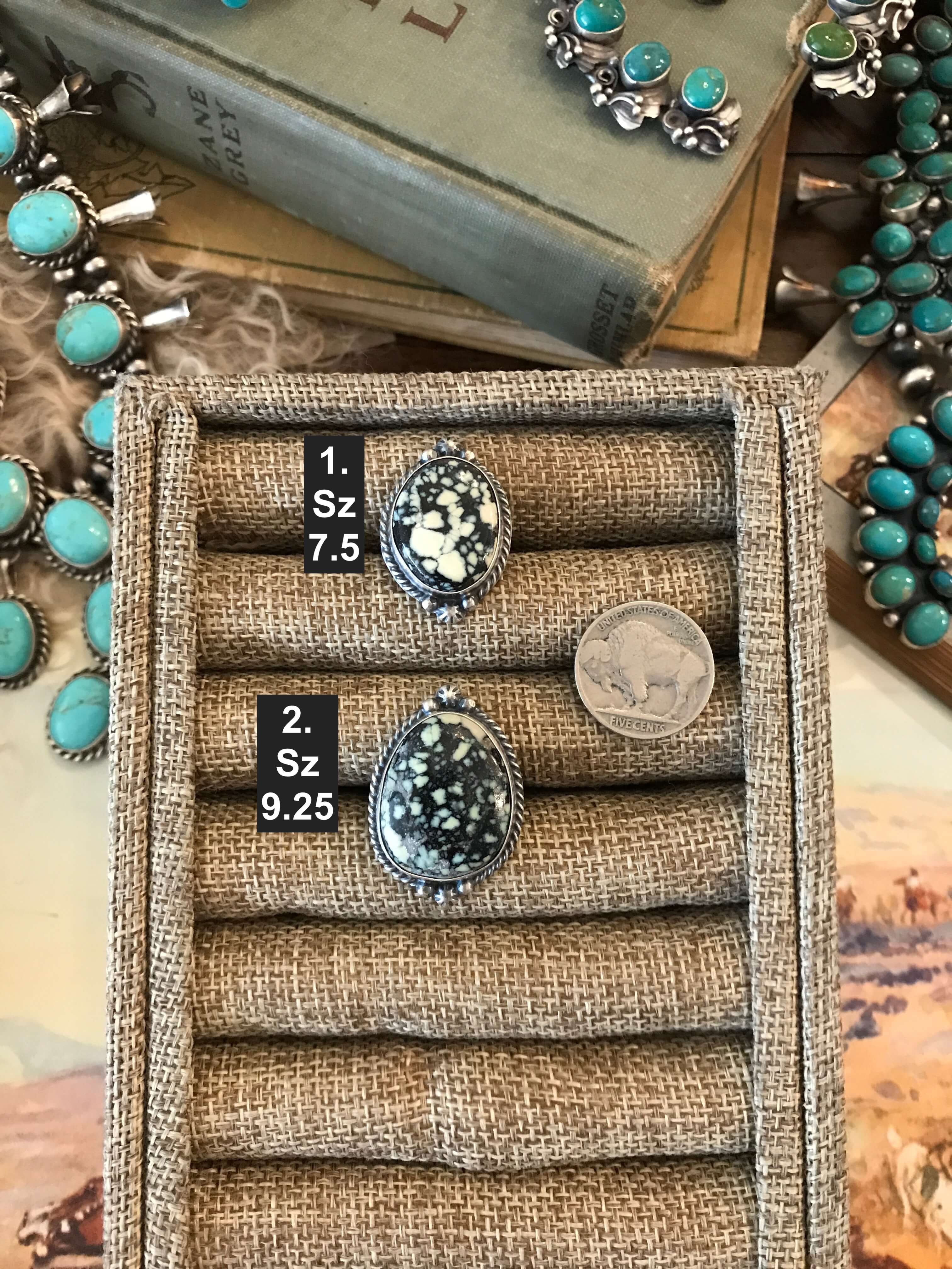 The Ward Rings in New Lander-Rings-Calli Co., Turquoise and Silver Jewelry, Native American Handmade, Zuni Tribe, Navajo Tribe, Brock Texas