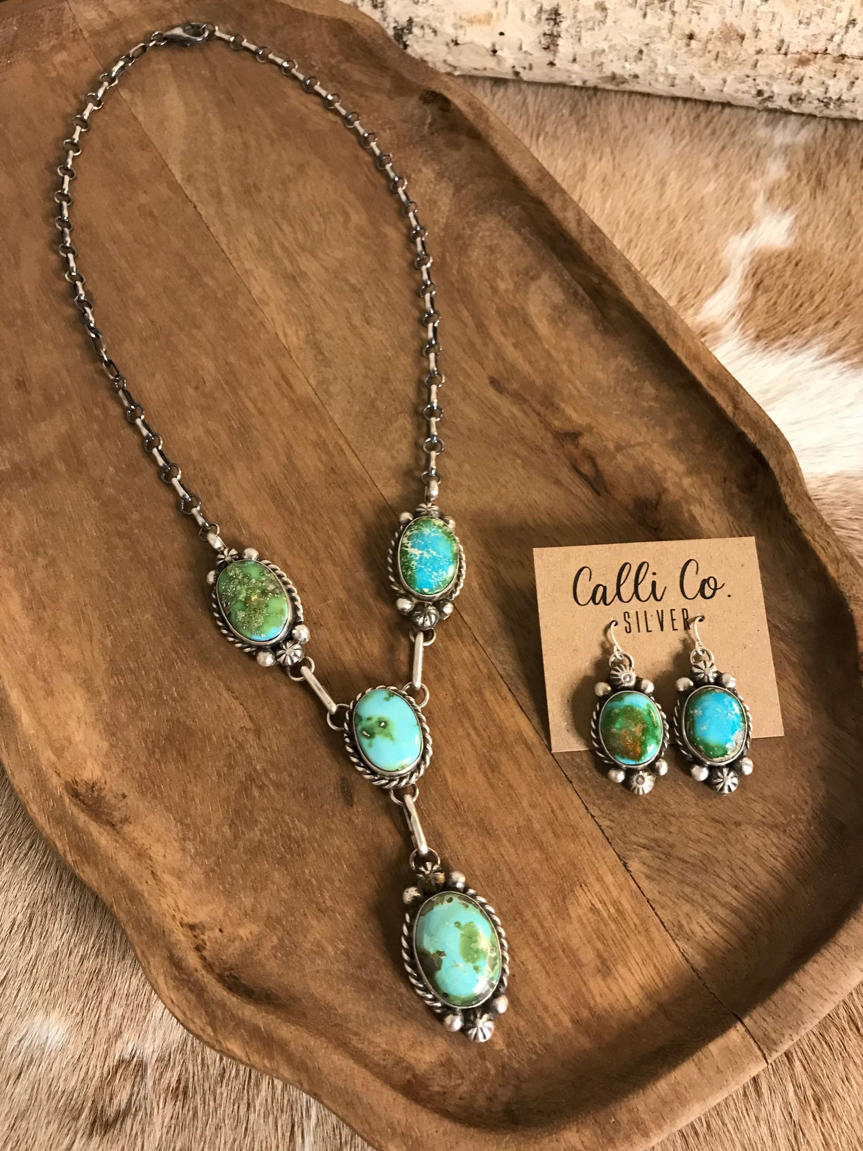 The Copeland Lariat Necklace Set, 13-Necklaces-Calli Co., Turquoise and Silver Jewelry, Native American Handmade, Zuni Tribe, Navajo Tribe, Brock Texas