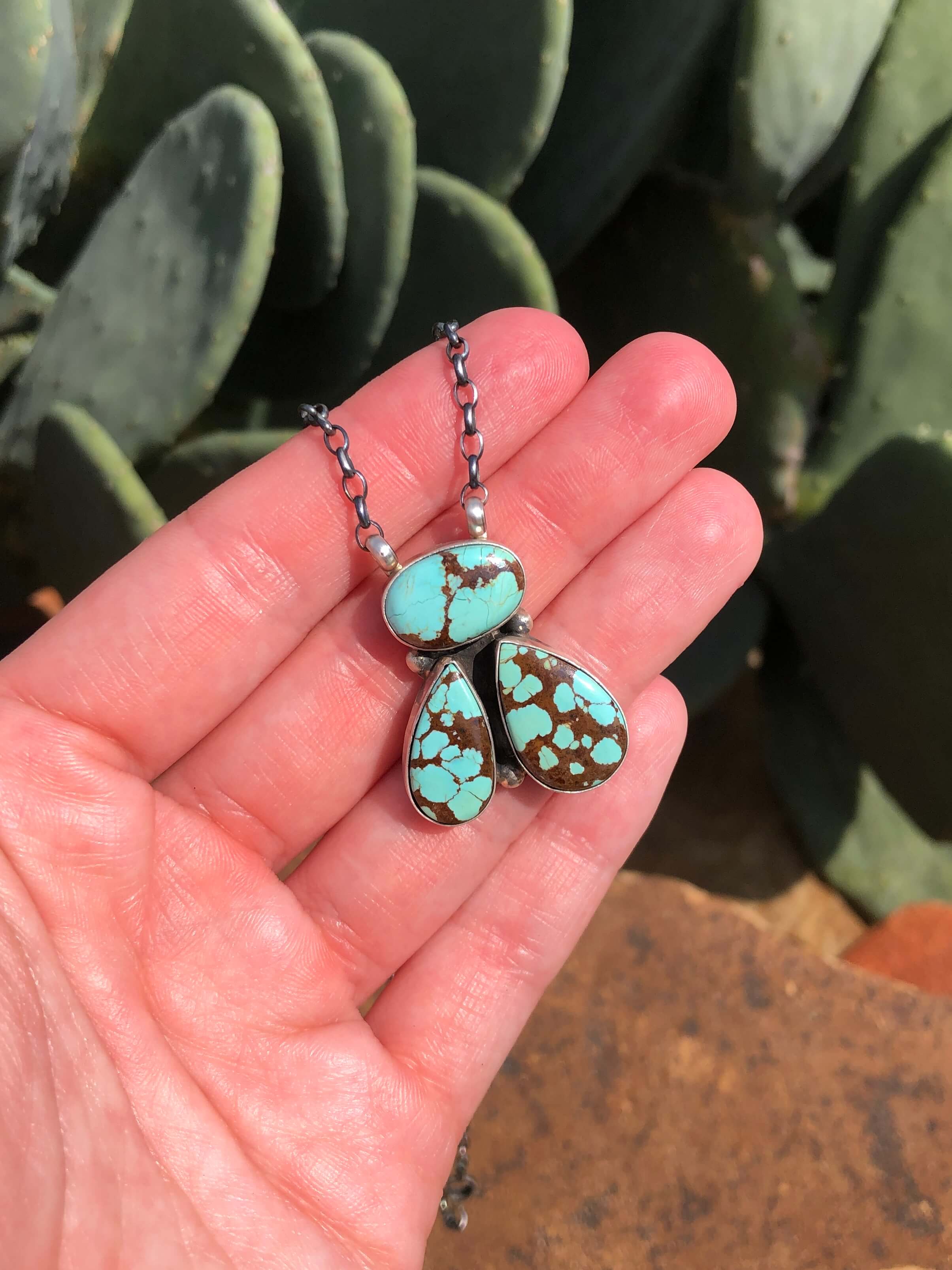 The Tempe Necklace, 17-Necklaces-Calli Co., Turquoise and Silver Jewelry, Native American Handmade, Zuni Tribe, Navajo Tribe, Brock Texas