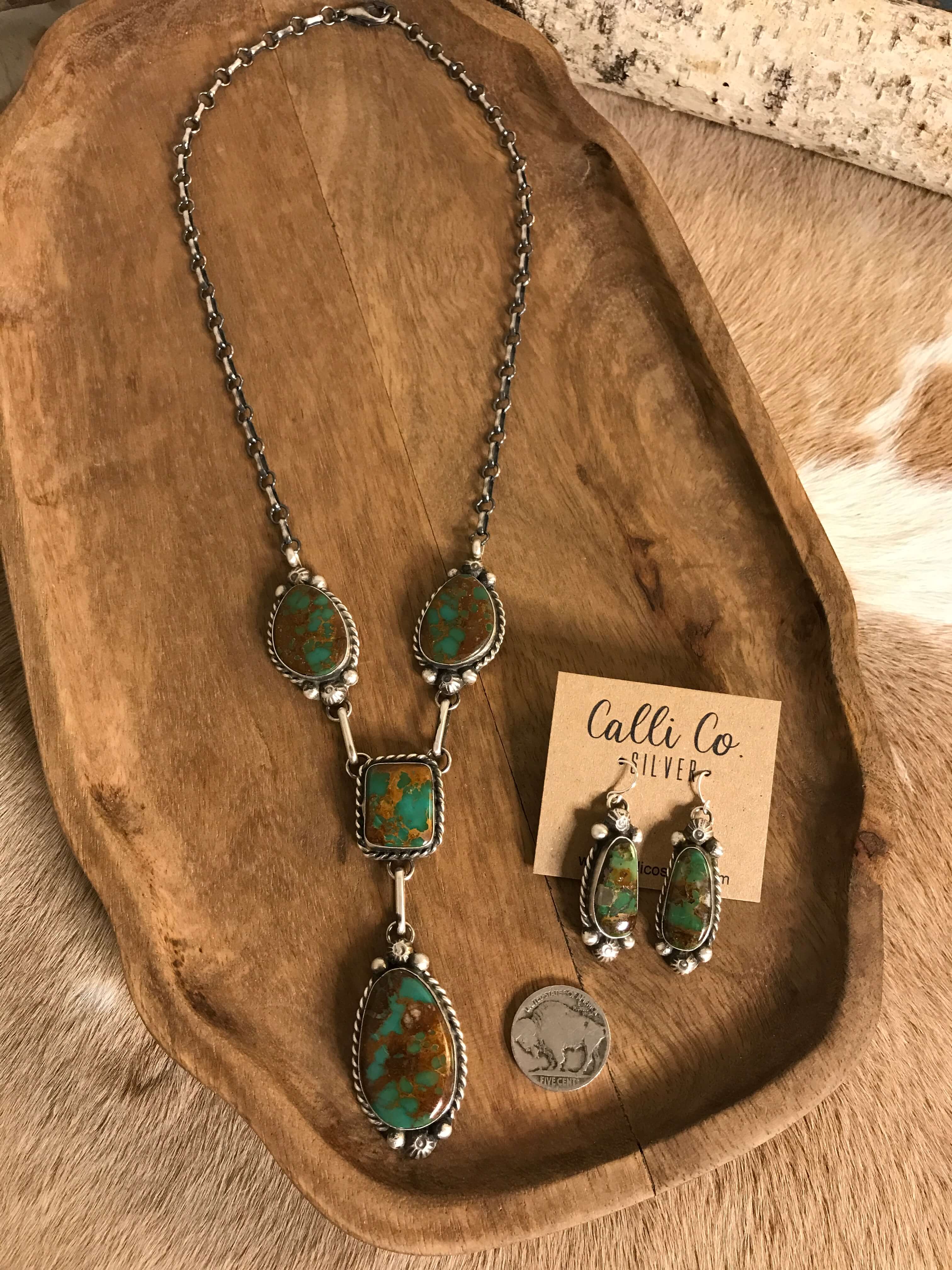 The Copeland Lariat Necklace Set, 16-Necklaces-Calli Co., Turquoise and Silver Jewelry, Native American Handmade, Zuni Tribe, Navajo Tribe, Brock Texas