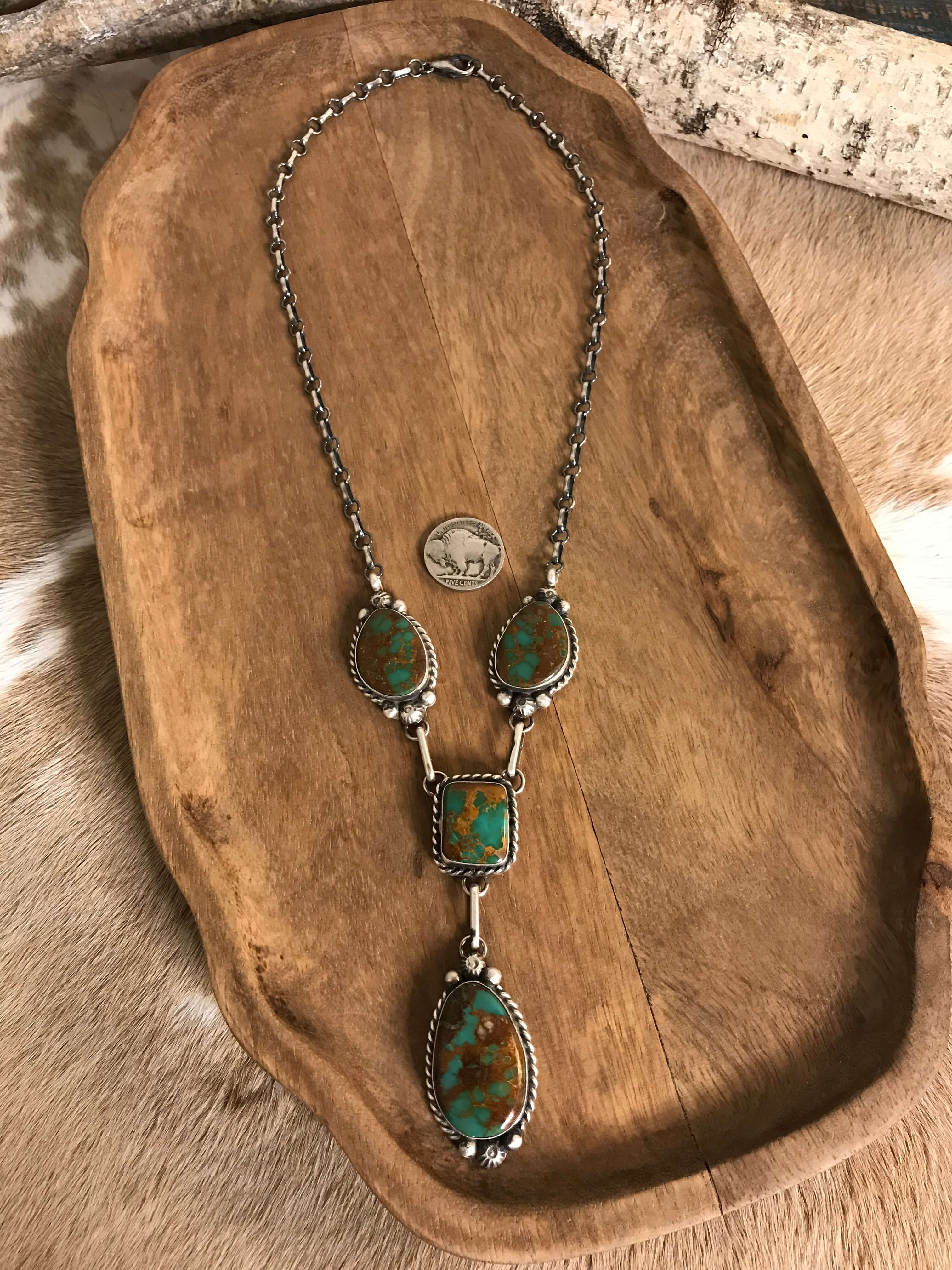 The Copeland Lariat Necklace Set, 16-Necklaces-Calli Co., Turquoise and Silver Jewelry, Native American Handmade, Zuni Tribe, Navajo Tribe, Brock Texas