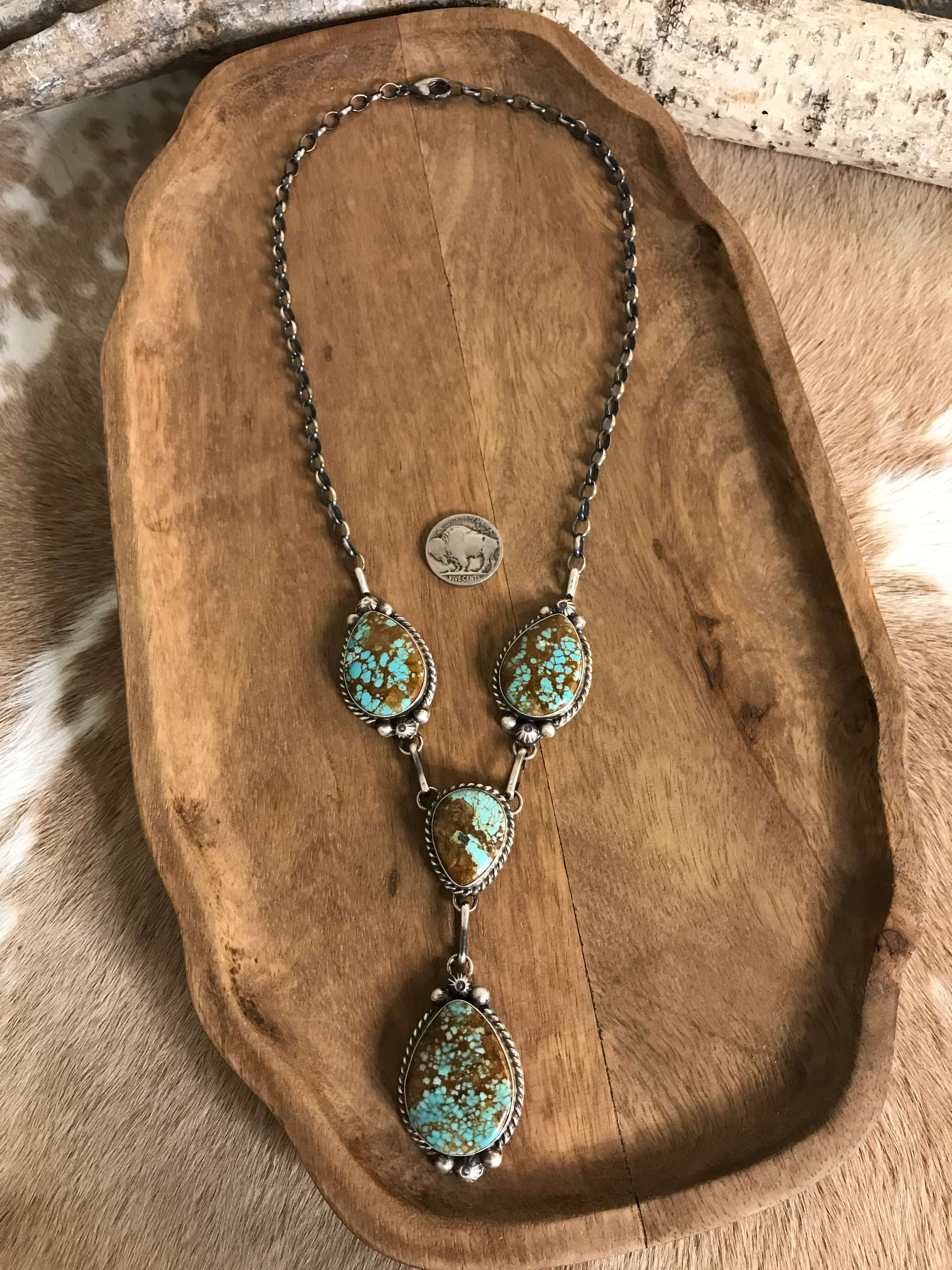The Copeland Lariat Necklace Set, 17-Necklaces-Calli Co., Turquoise and Silver Jewelry, Native American Handmade, Zuni Tribe, Navajo Tribe, Brock Texas