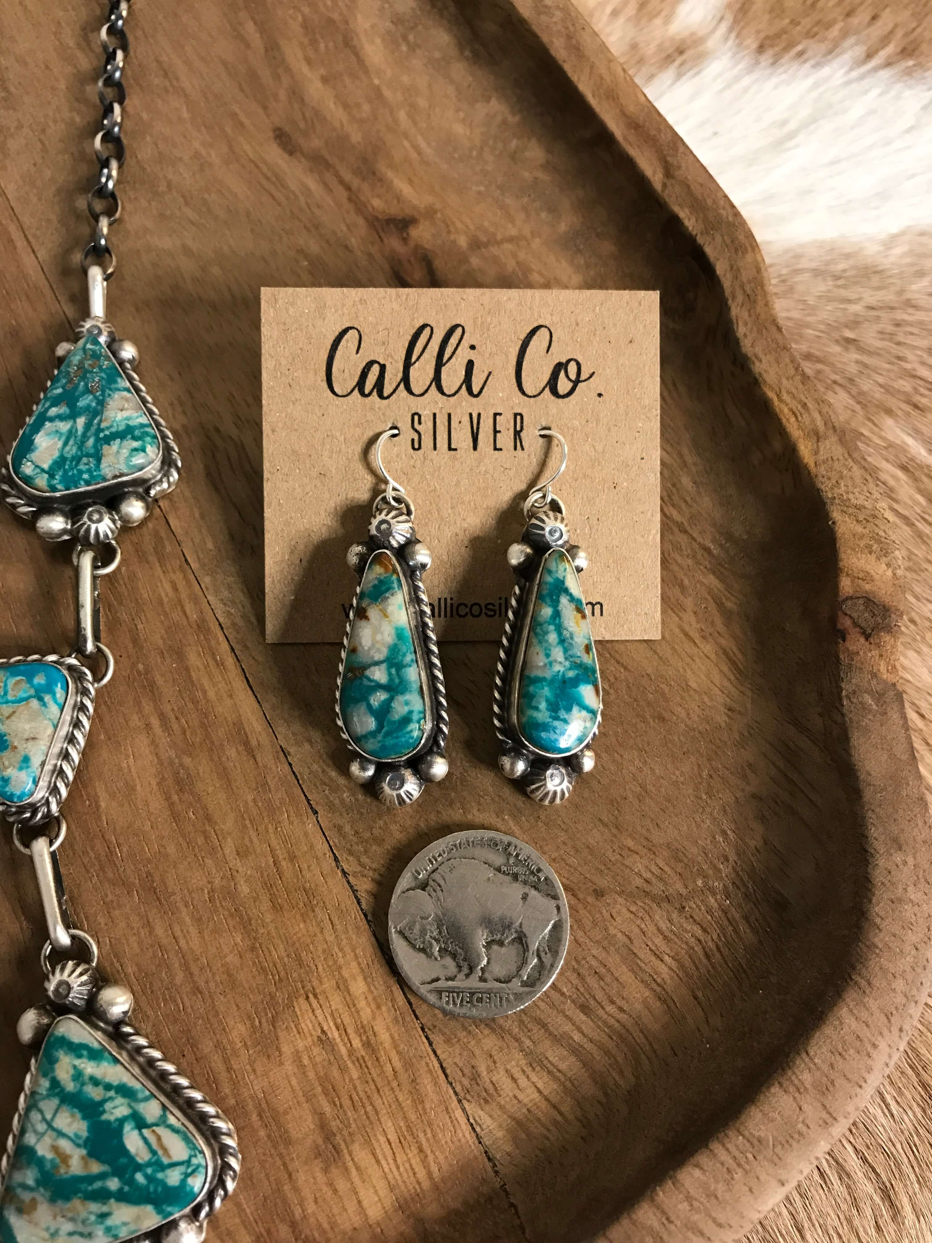 The Copeland Lariat Necklace Set, 19-Necklaces-Calli Co., Turquoise and Silver Jewelry, Native American Handmade, Zuni Tribe, Navajo Tribe, Brock Texas