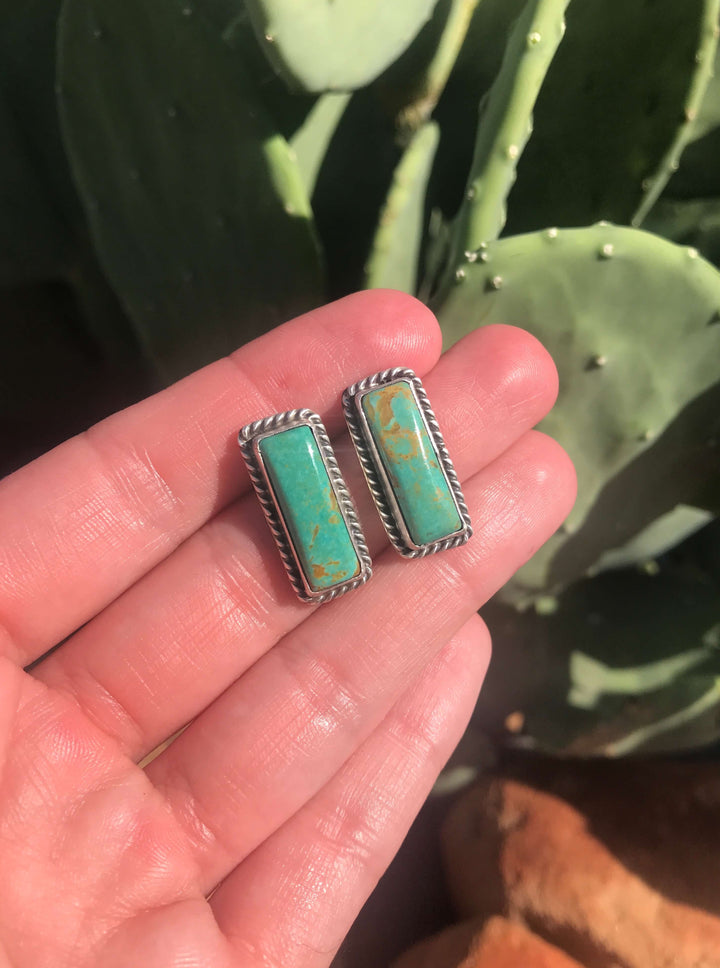 The Turquoise Studs, 70-Earrings-Calli Co., Turquoise and Silver Jewelry, Native American Handmade, Zuni Tribe, Navajo Tribe, Brock Texas