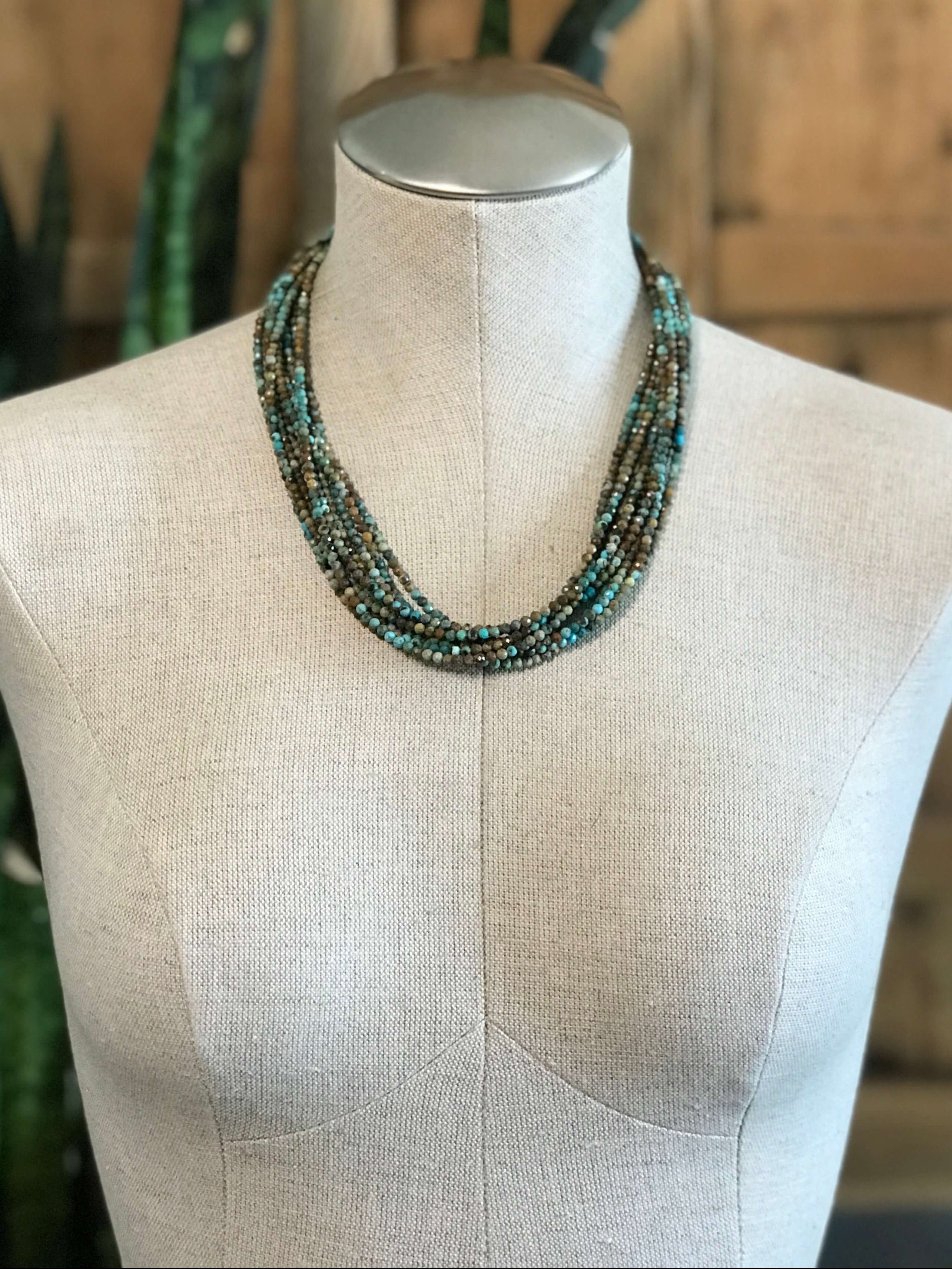 The Derry Turquoise Beaded Necklace-Necklaces-Calli Co., Turquoise and Silver Jewelry, Native American Handmade, Zuni Tribe, Navajo Tribe, Brock Texas