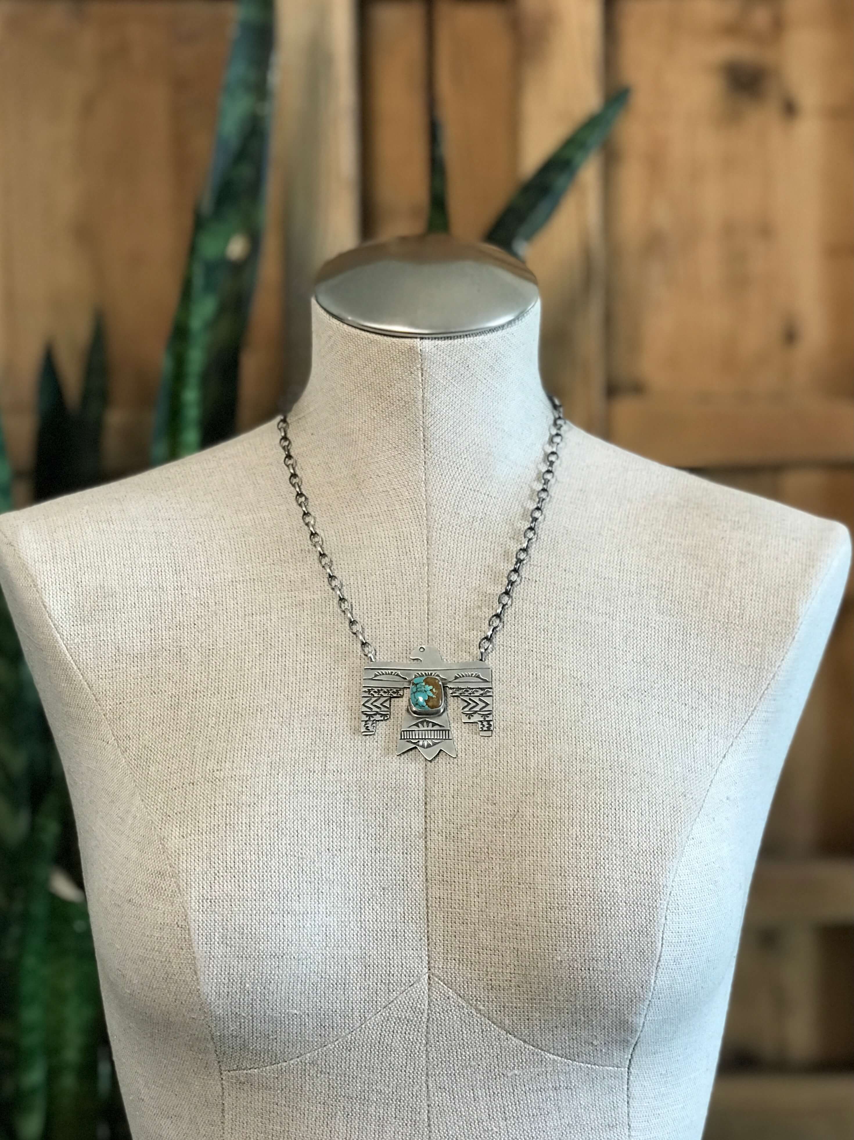 The Tahoka Thunderbird Necklace, 7-Necklaces-Calli Co., Turquoise and Silver Jewelry, Native American Handmade, Zuni Tribe, Navajo Tribe, Brock Texas