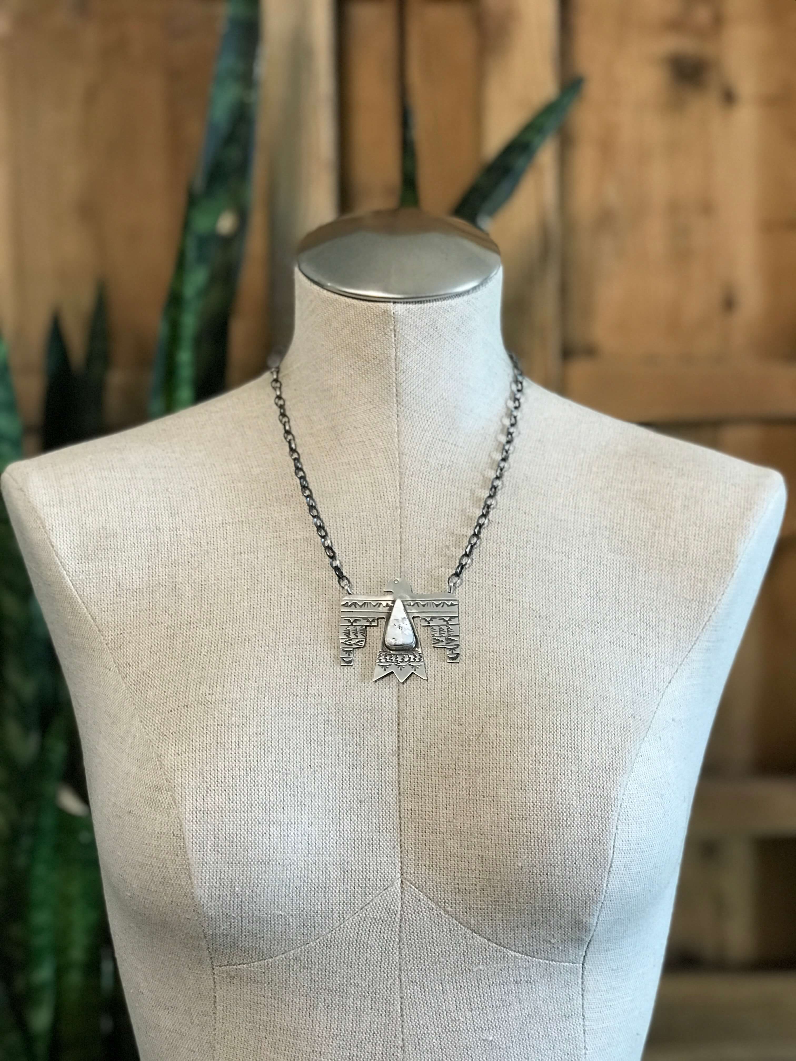 The Tahoka Thunderbird Necklace, 10-Necklaces-Calli Co., Turquoise and Silver Jewelry, Native American Handmade, Zuni Tribe, Navajo Tribe, Brock Texas