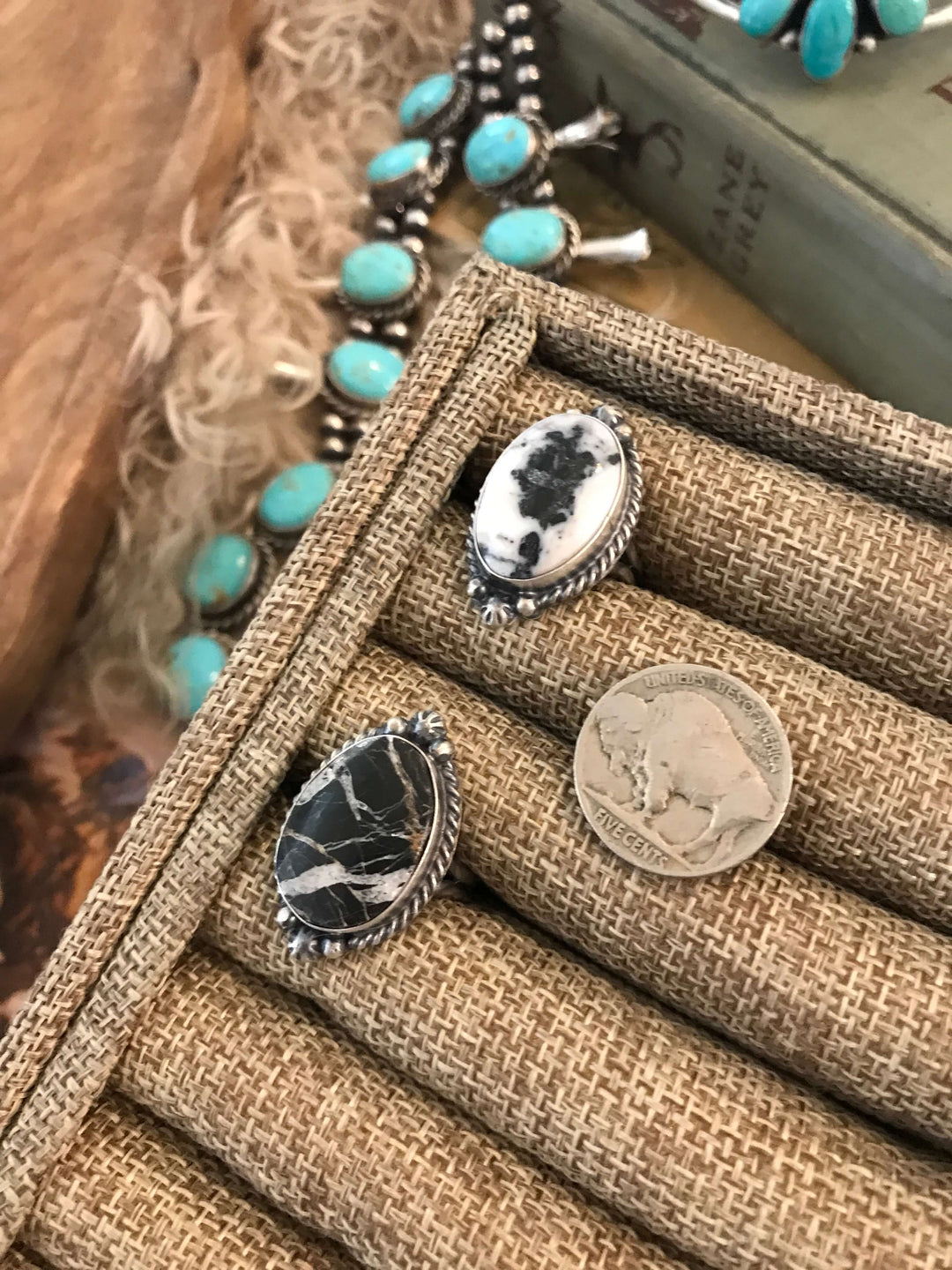 The Ward Rings in White Buffalo-Rings-Calli Co., Turquoise and Silver Jewelry, Native American Handmade, Zuni Tribe, Navajo Tribe, Brock Texas