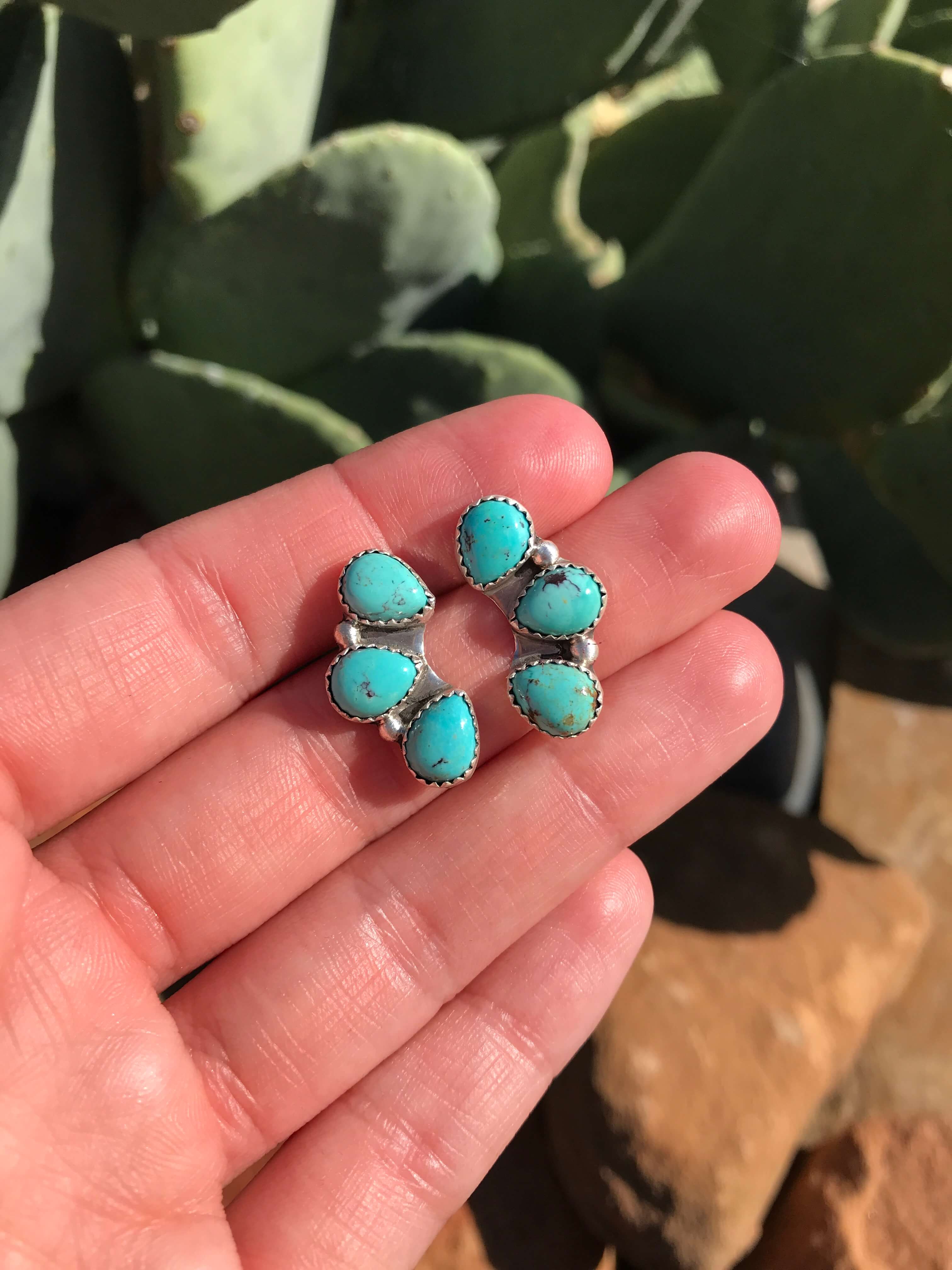 The Willow Creek Earrings, 3-Earrings-Calli Co., Turquoise and Silver Jewelry, Native American Handmade, Zuni Tribe, Navajo Tribe, Brock Texas