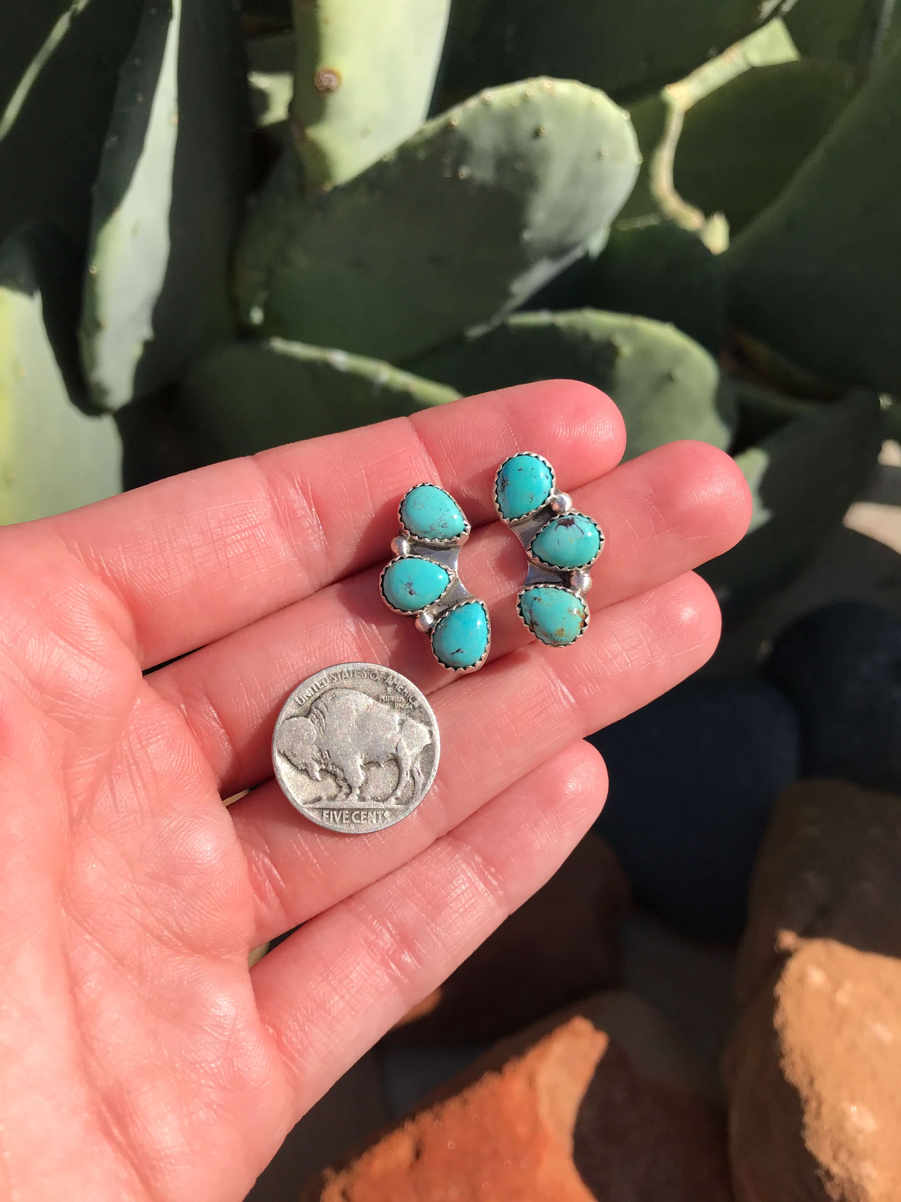 The Willow Creek Earrings, 3-Earrings-Calli Co., Turquoise and Silver Jewelry, Native American Handmade, Zuni Tribe, Navajo Tribe, Brock Texas