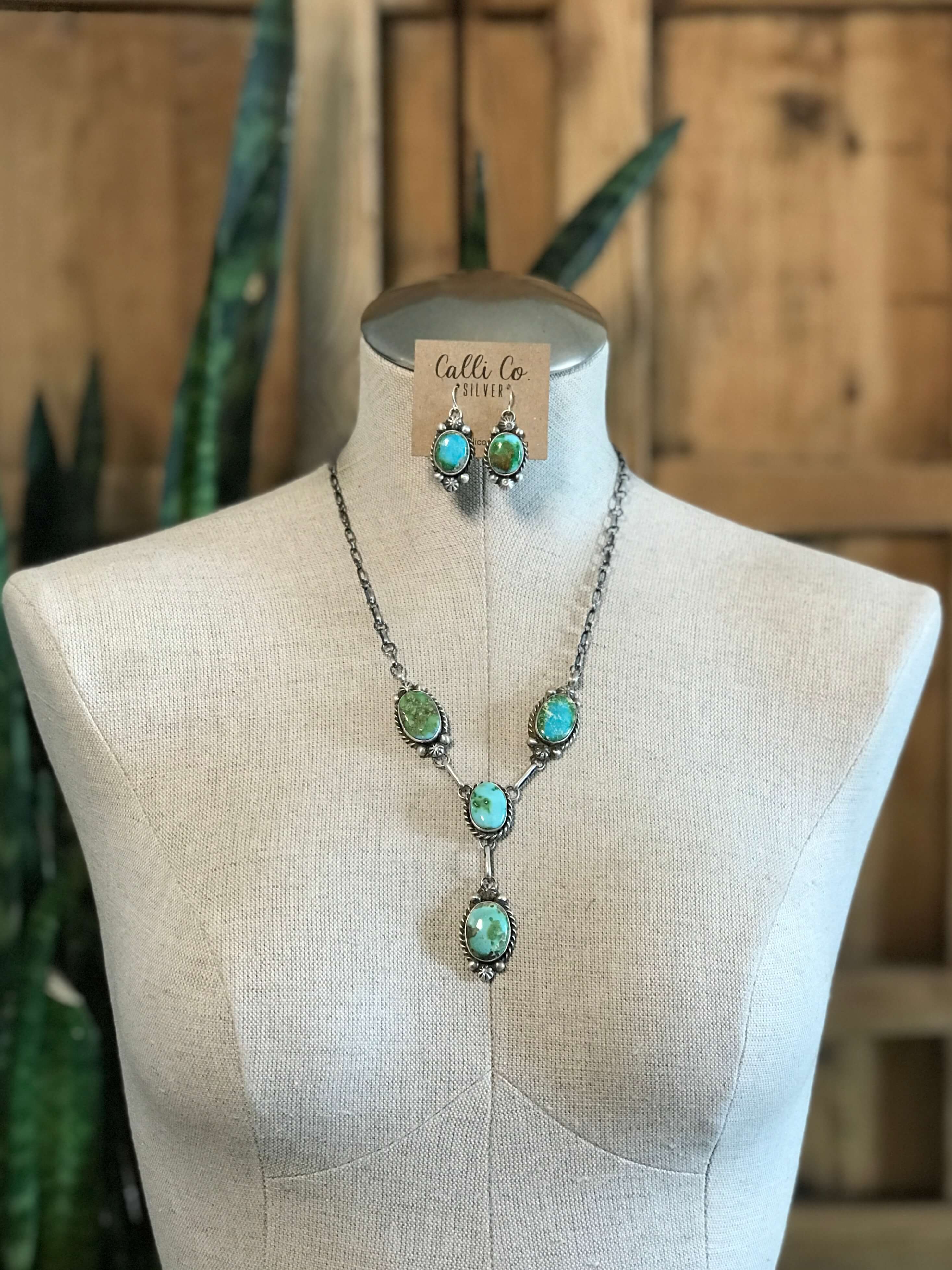 The Copeland Lariat Necklace Set, 13-Necklaces-Calli Co., Turquoise and Silver Jewelry, Native American Handmade, Zuni Tribe, Navajo Tribe, Brock Texas