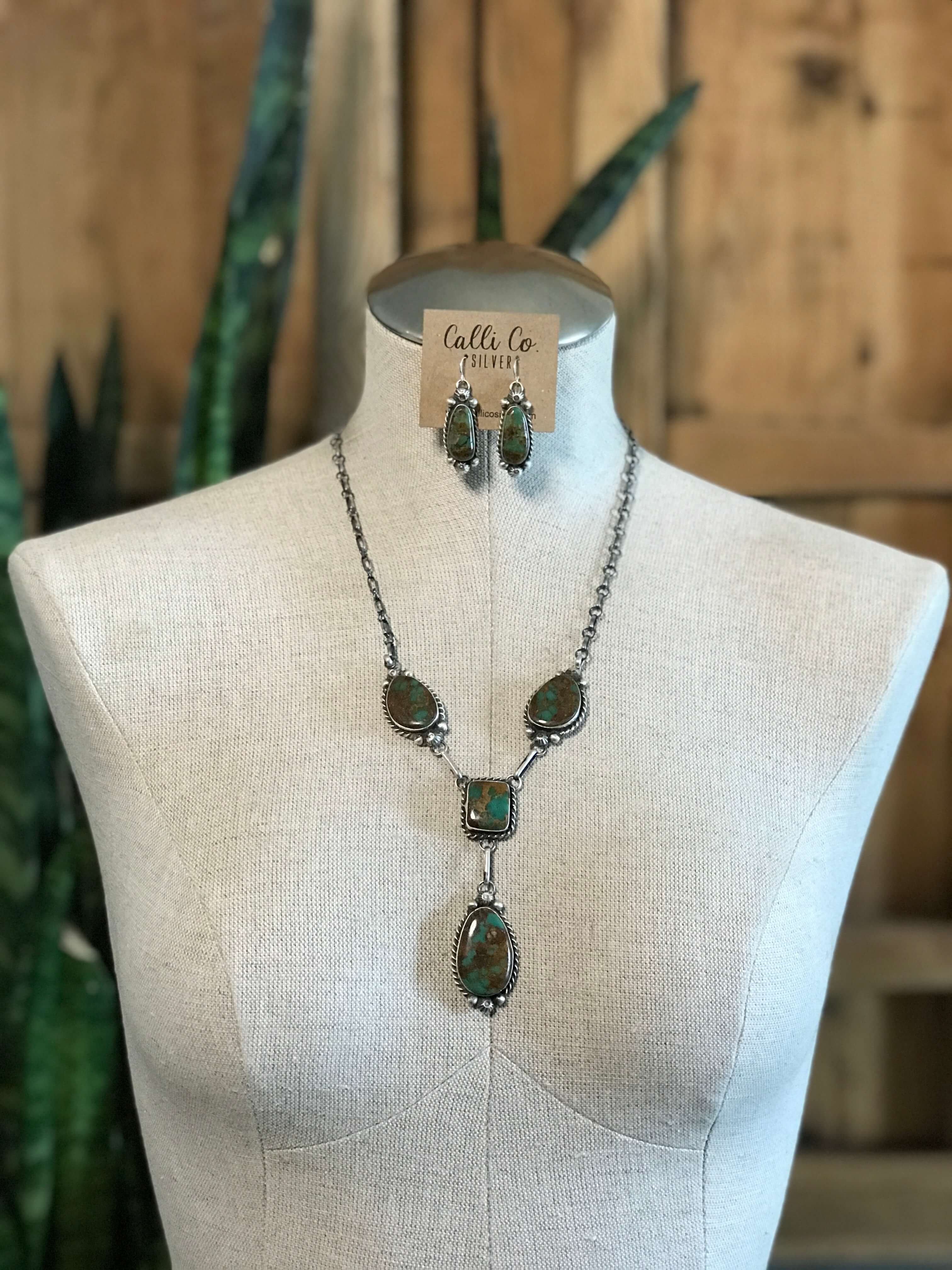 The Copeland Lariat Necklace Set, 16-Necklaces-Calli Co., Turquoise and Silver Jewelry, Native American Handmade, Zuni Tribe, Navajo Tribe, Brock Texas