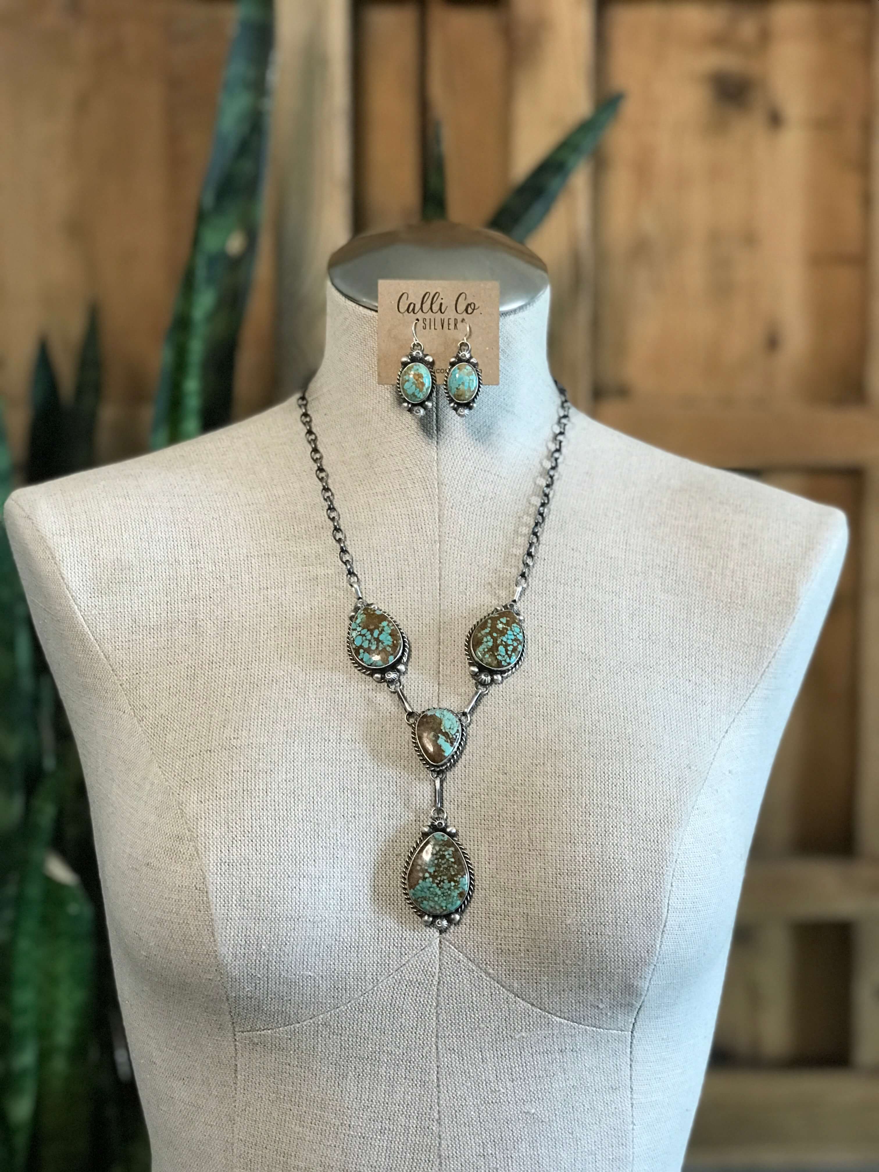 The Copeland Lariat Necklace Set, 17-Necklaces-Calli Co., Turquoise and Silver Jewelry, Native American Handmade, Zuni Tribe, Navajo Tribe, Brock Texas