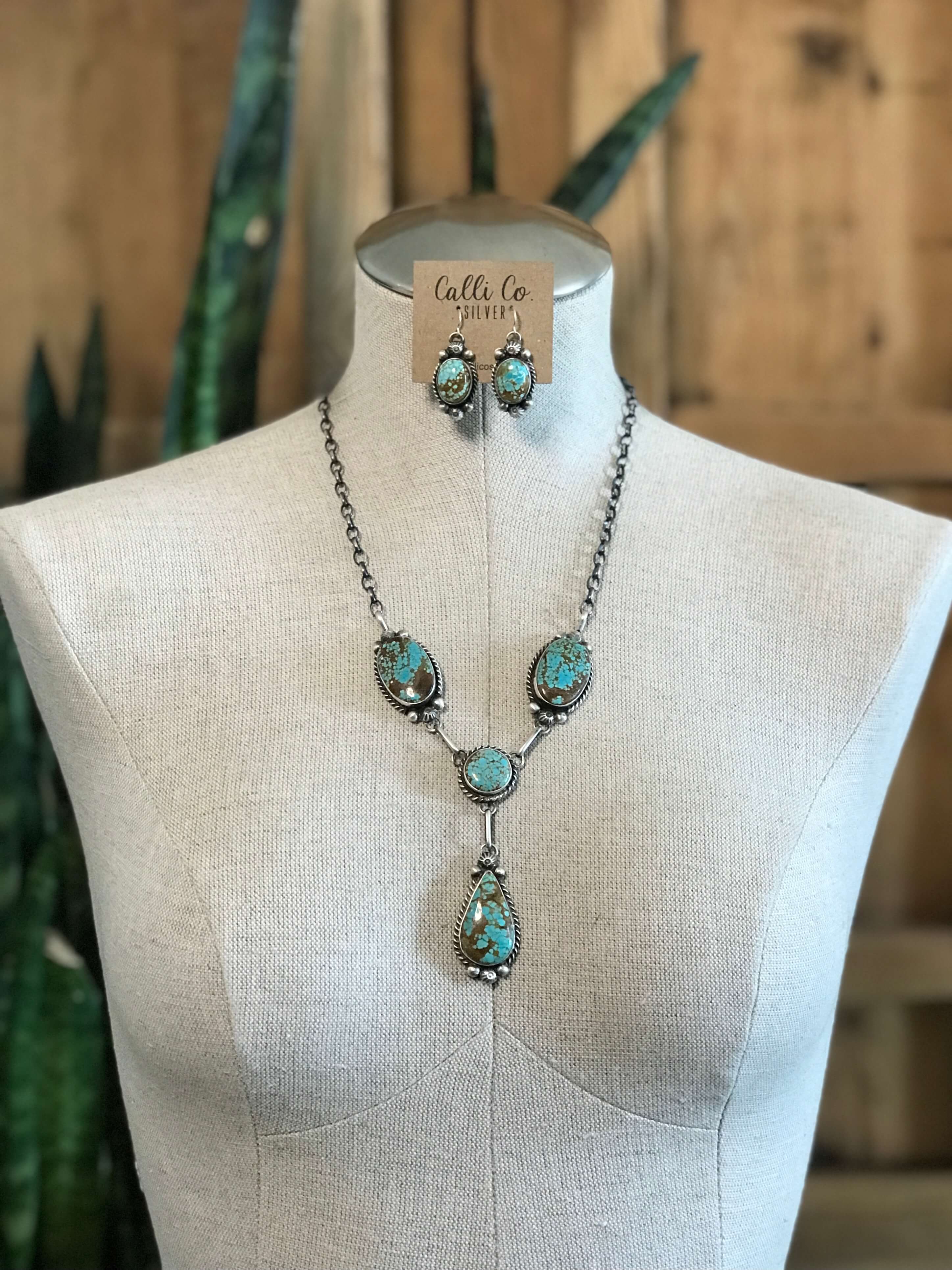 The Copeland Lariat Necklace Set, 18-Necklaces-Calli Co., Turquoise and Silver Jewelry, Native American Handmade, Zuni Tribe, Navajo Tribe, Brock Texas