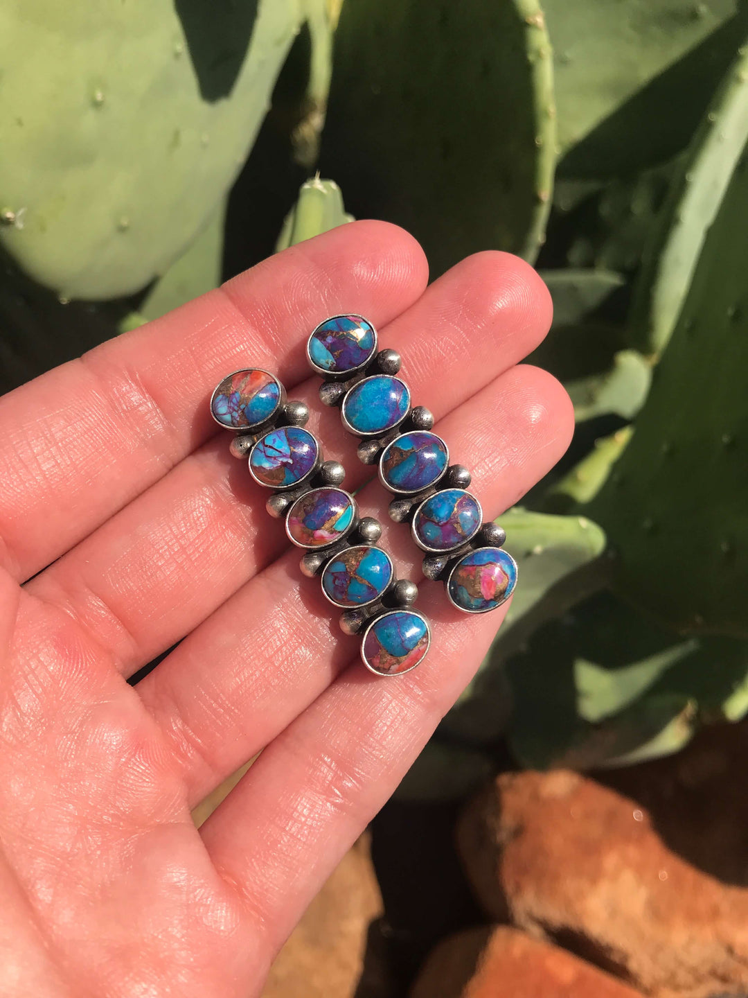 The Ranier Earrings, 4-Earrings-Calli Co., Turquoise and Silver Jewelry, Native American Handmade, Zuni Tribe, Navajo Tribe, Brock Texas