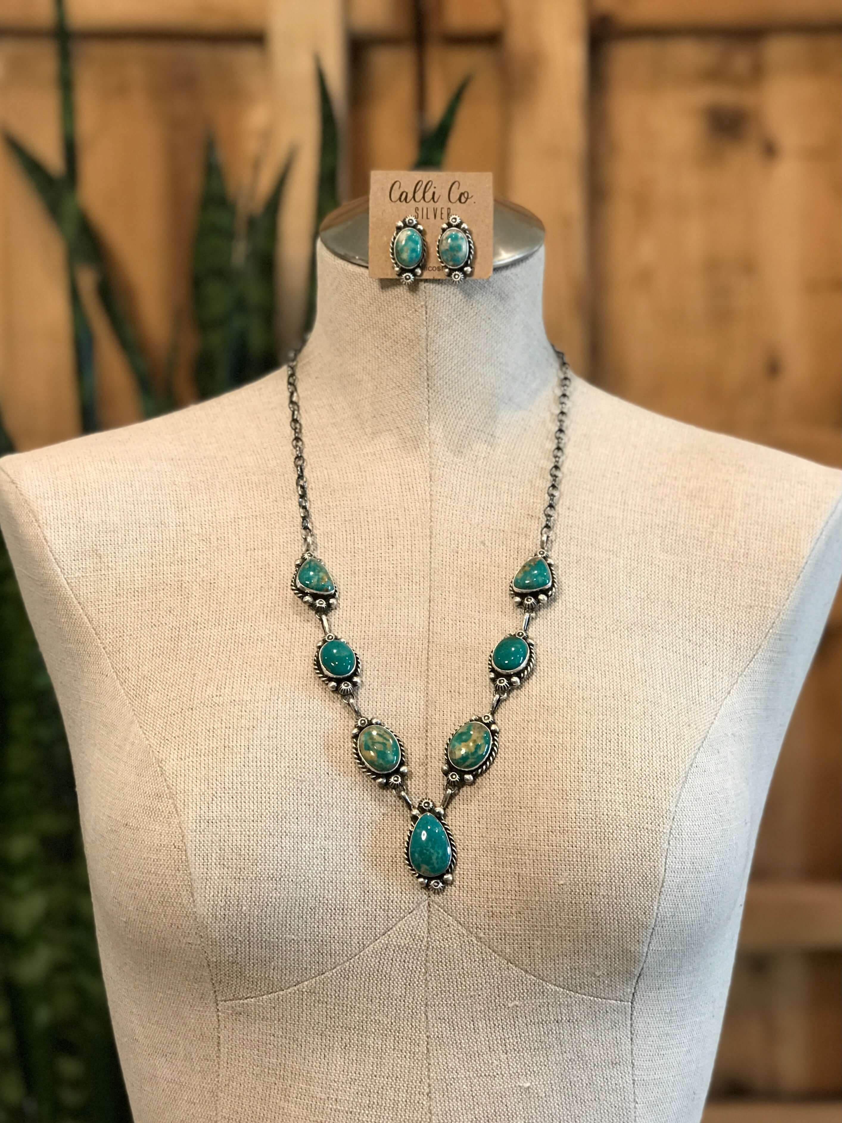 The Cove Turquoise Statement Necklace Set – Calli Co. Silver