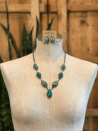 The Cove Turquoise Statement Necklace Set-Necklaces-Calli Co., Turquoise and Silver Jewelry, Native American Handmade, Zuni Tribe, Navajo Tribe, Brock Texas
