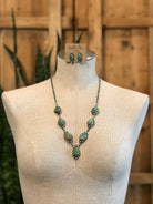 The Isla Turquoise Statement Necklace Set-Necklaces-Calli Co., Turquoise and Silver Jewelry, Native American Handmade, Zuni Tribe, Navajo Tribe, Brock Texas