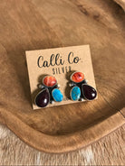 The Tempe Turquoise Cluster Earrings, 4-Earrings-Calli Co., Turquoise and Silver Jewelry, Native American Handmade, Zuni Tribe, Navajo Tribe, Brock Texas