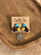 The Tempe Turquoise Cluster Earrings, 1-Earrings-Calli Co., Turquoise and Silver Jewelry, Native American Handmade, Zuni Tribe, Navajo Tribe, Brock Texas