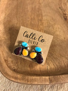 The Tempe Turquoise Cluster Earrings, 1-Earrings-Calli Co., Turquoise and Silver Jewelry, Native American Handmade, Zuni Tribe, Navajo Tribe, Brock Texas
