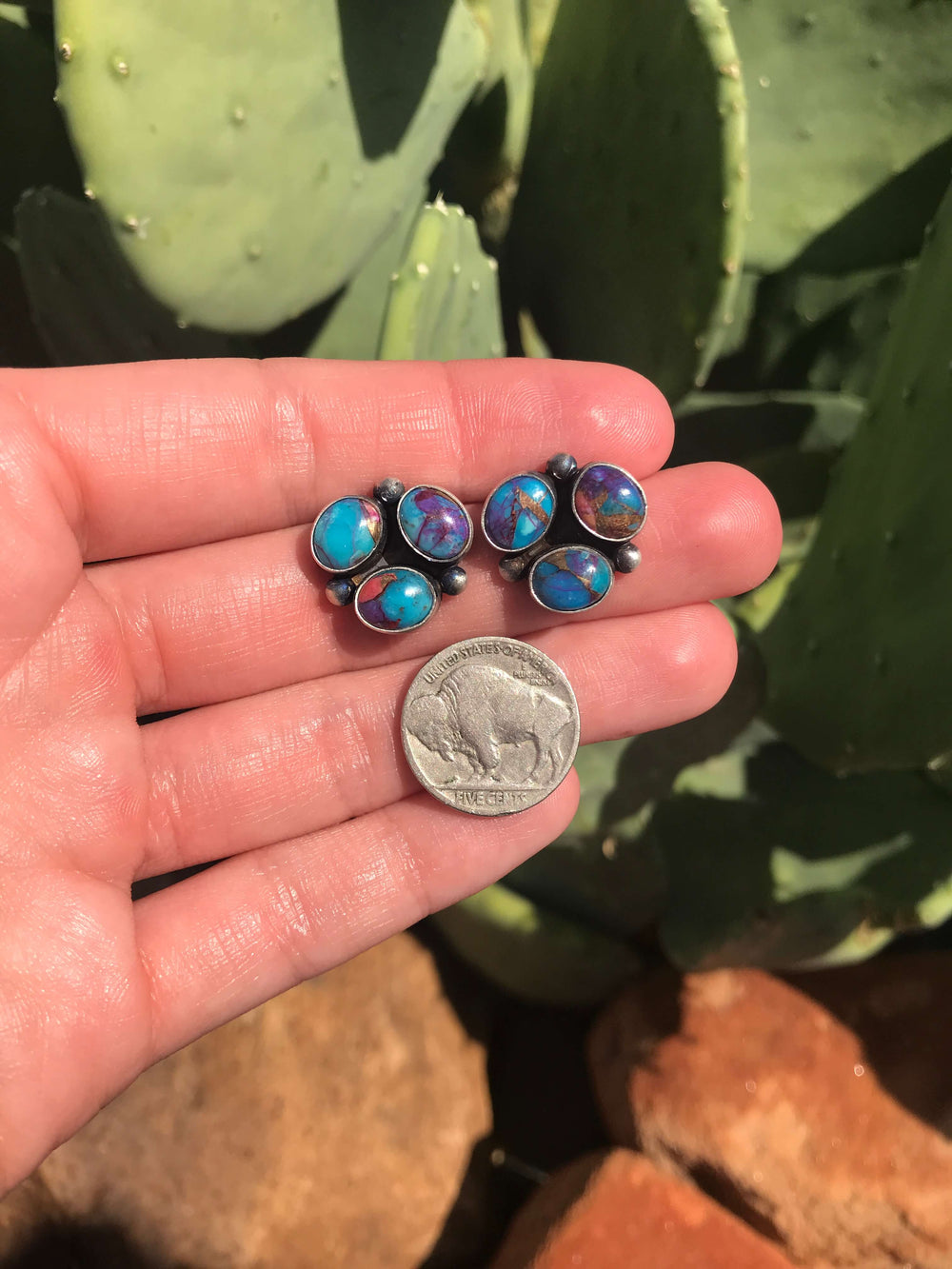The Acadia Earrings, 5-Earrings-Calli Co., Turquoise and Silver Jewelry, Native American Handmade, Zuni Tribe, Navajo Tribe, Brock Texas